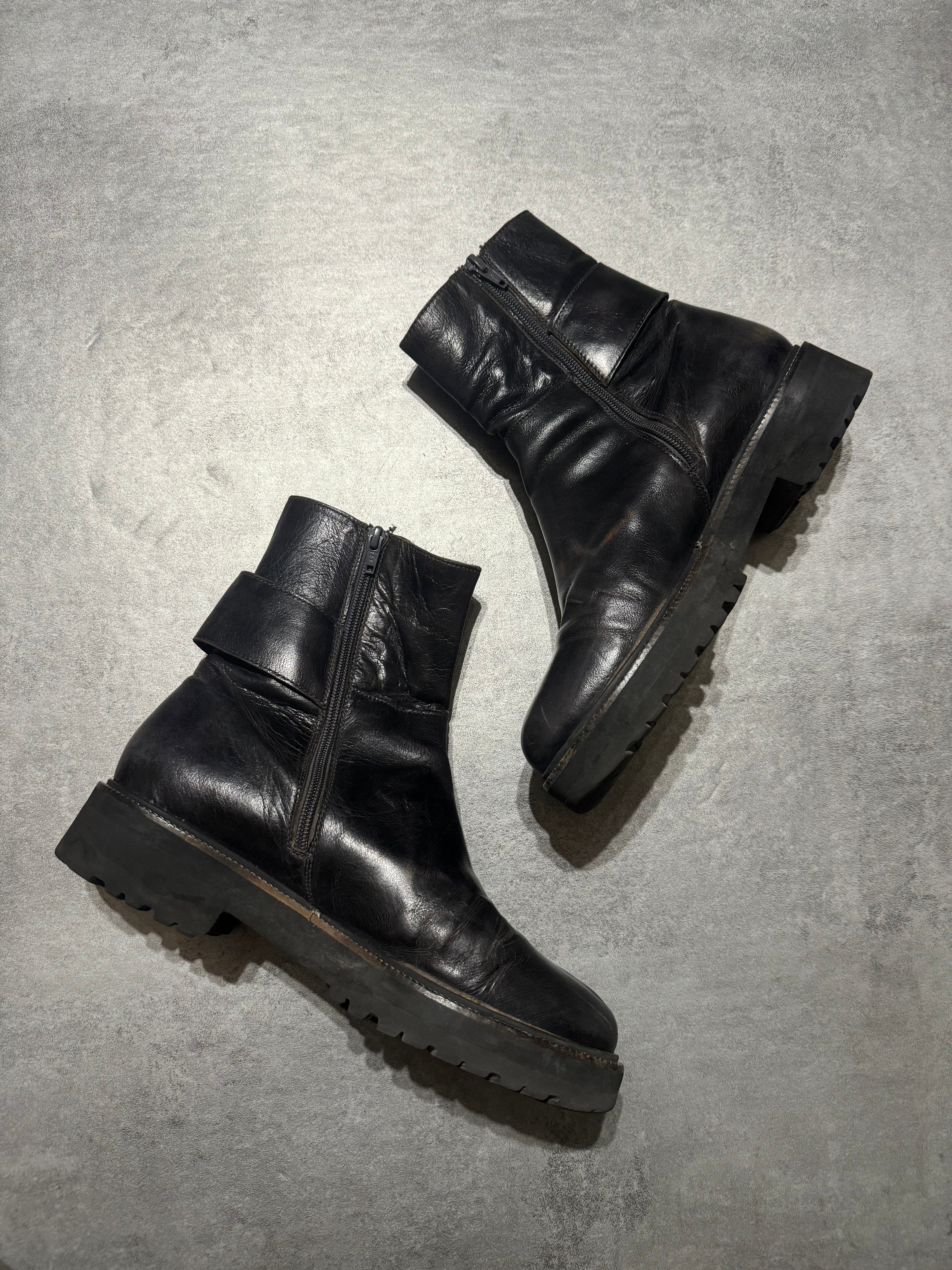 Maison Margiela Eroded Leather Strap Boots (41) - 8
