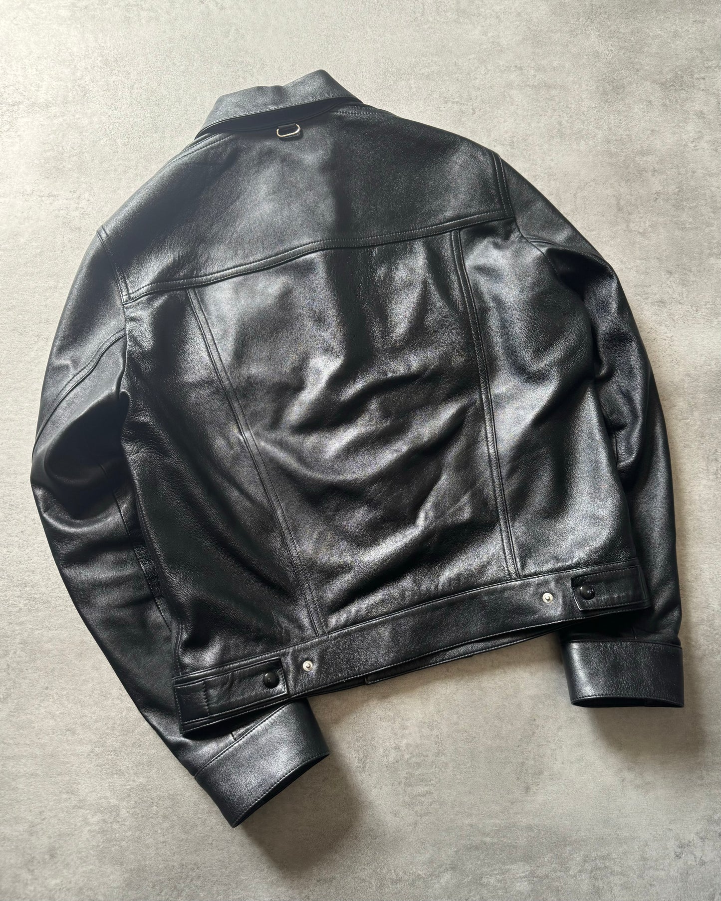 AW2023 Courrèges Worker Black Minimalist Leather Jacket (L) - 3