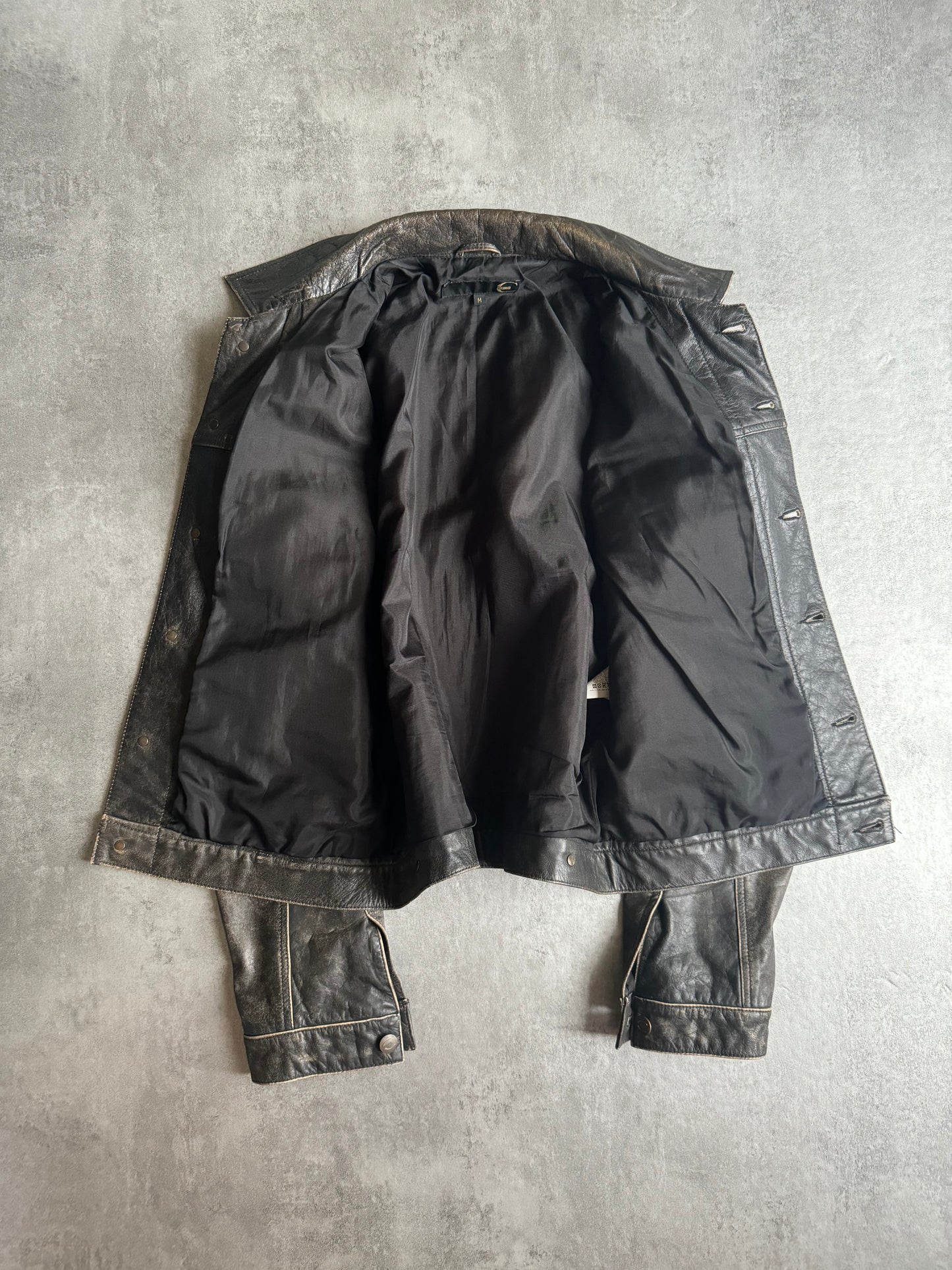 2000s Cavalli Brut Raw Patin Archive Leather Jacket (M) - 7