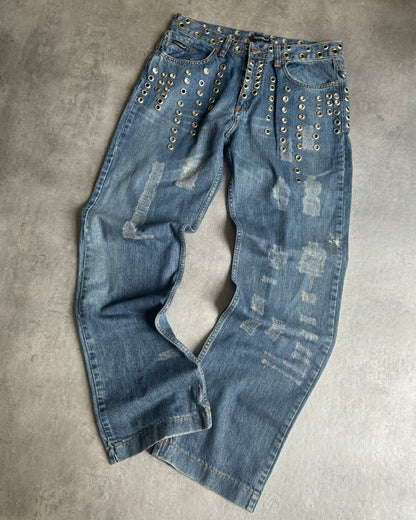 SS2006 Dolce & Gabbana Eyled Punk Holes Jeans (M) - 3