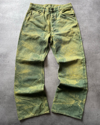 AW2021 Acne Studios Acid Green Washed Straight Relaxed Pants (M) - 1