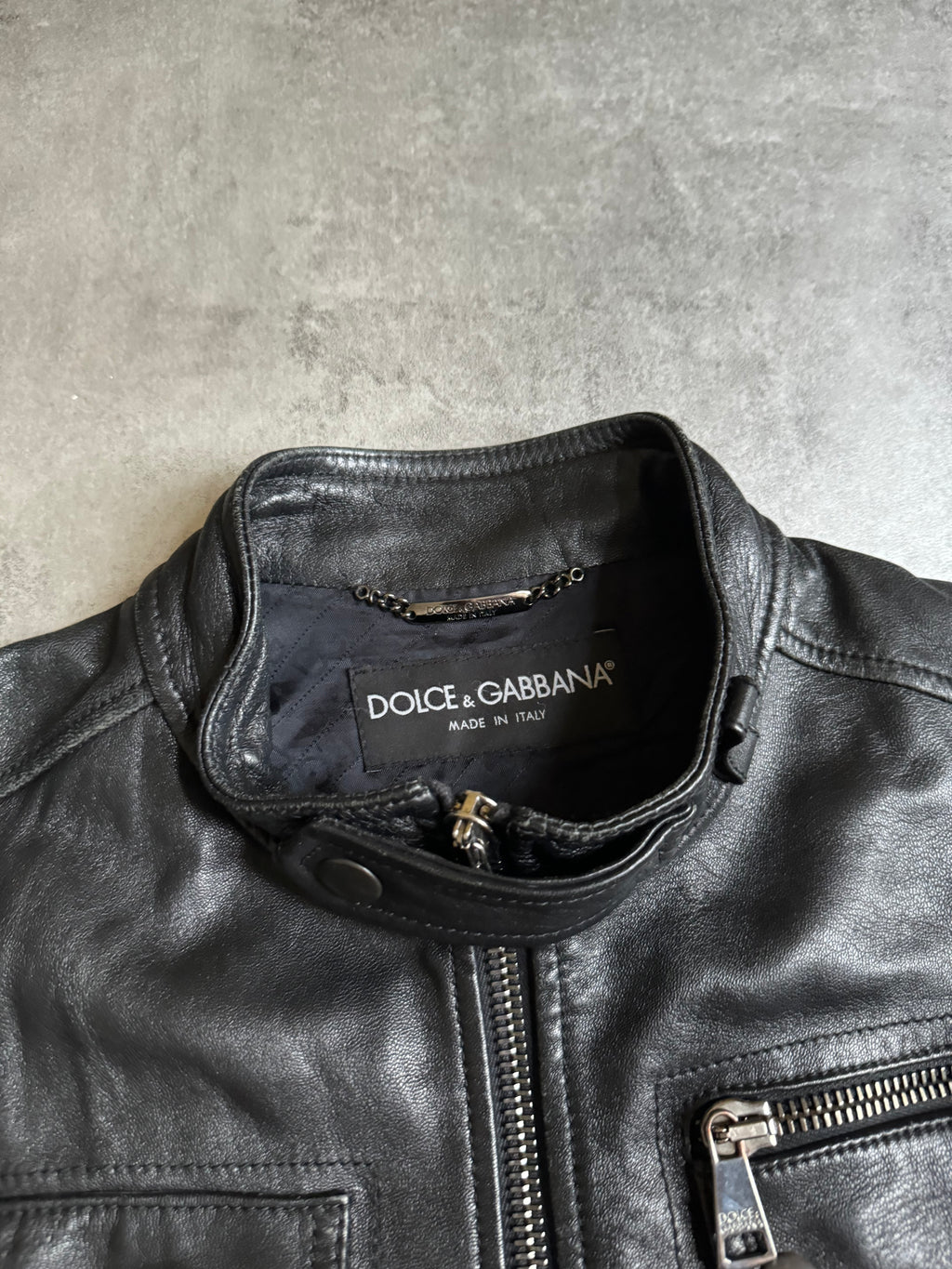 AW2005 Dolce & Gabbana Multi Zips Premium Biker Black Leather Jacket (M) - 7