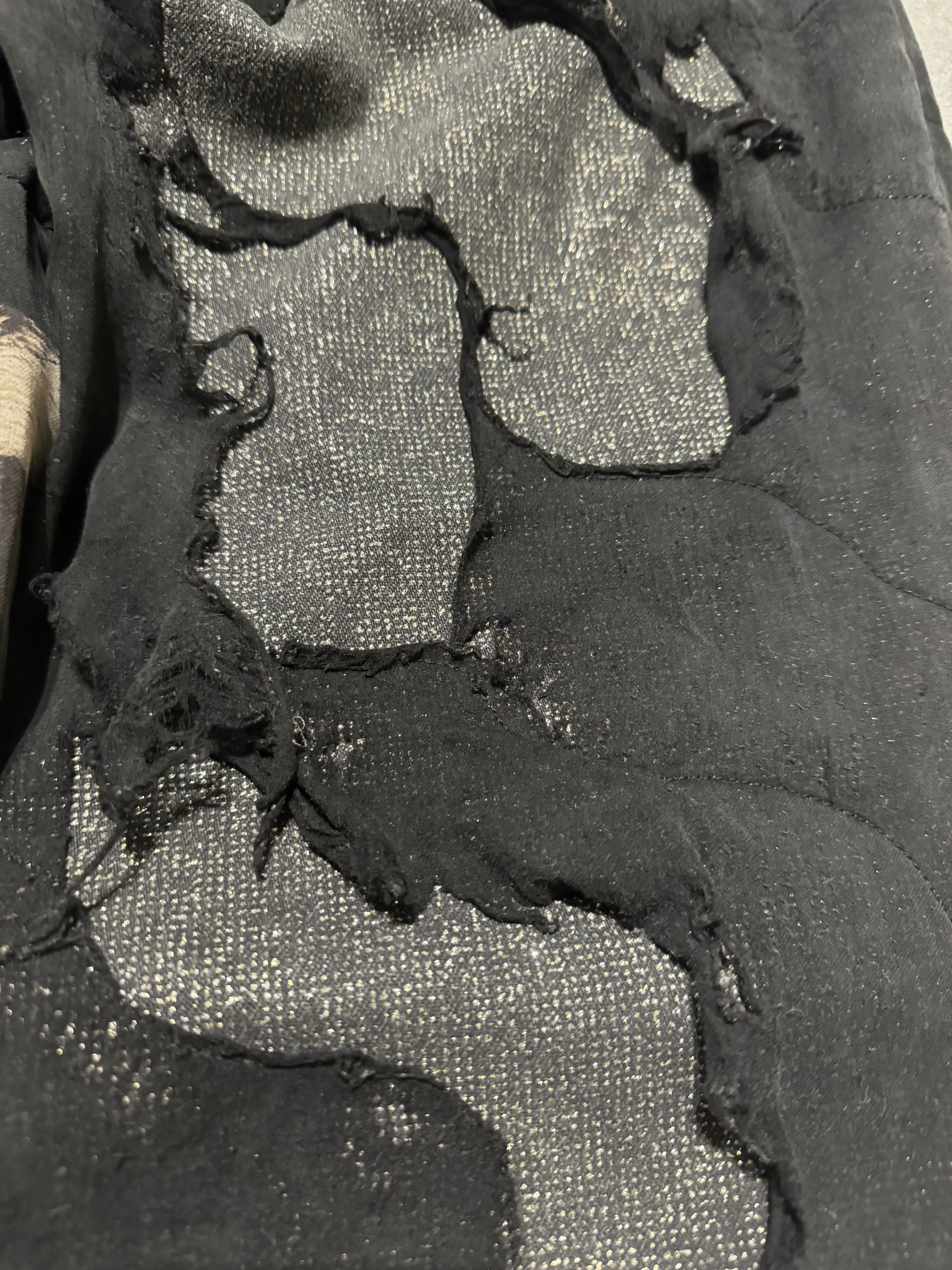 2000s Roberto Cavalli Deconstructed Leopard Magma Black Exploration Pants (S) - 3