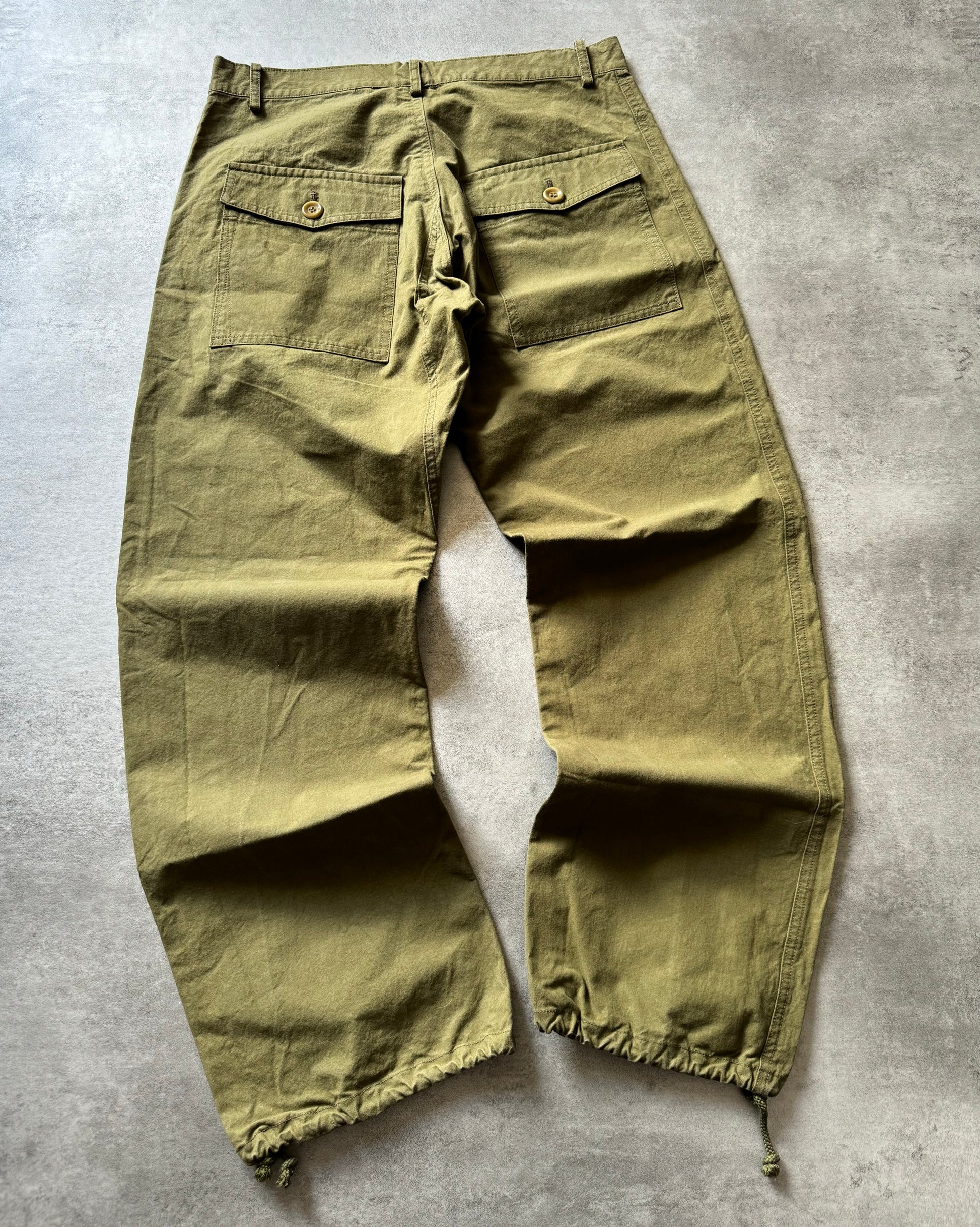 Yohji Yamamoto Olive Cargo Structured Pants (M) - 1