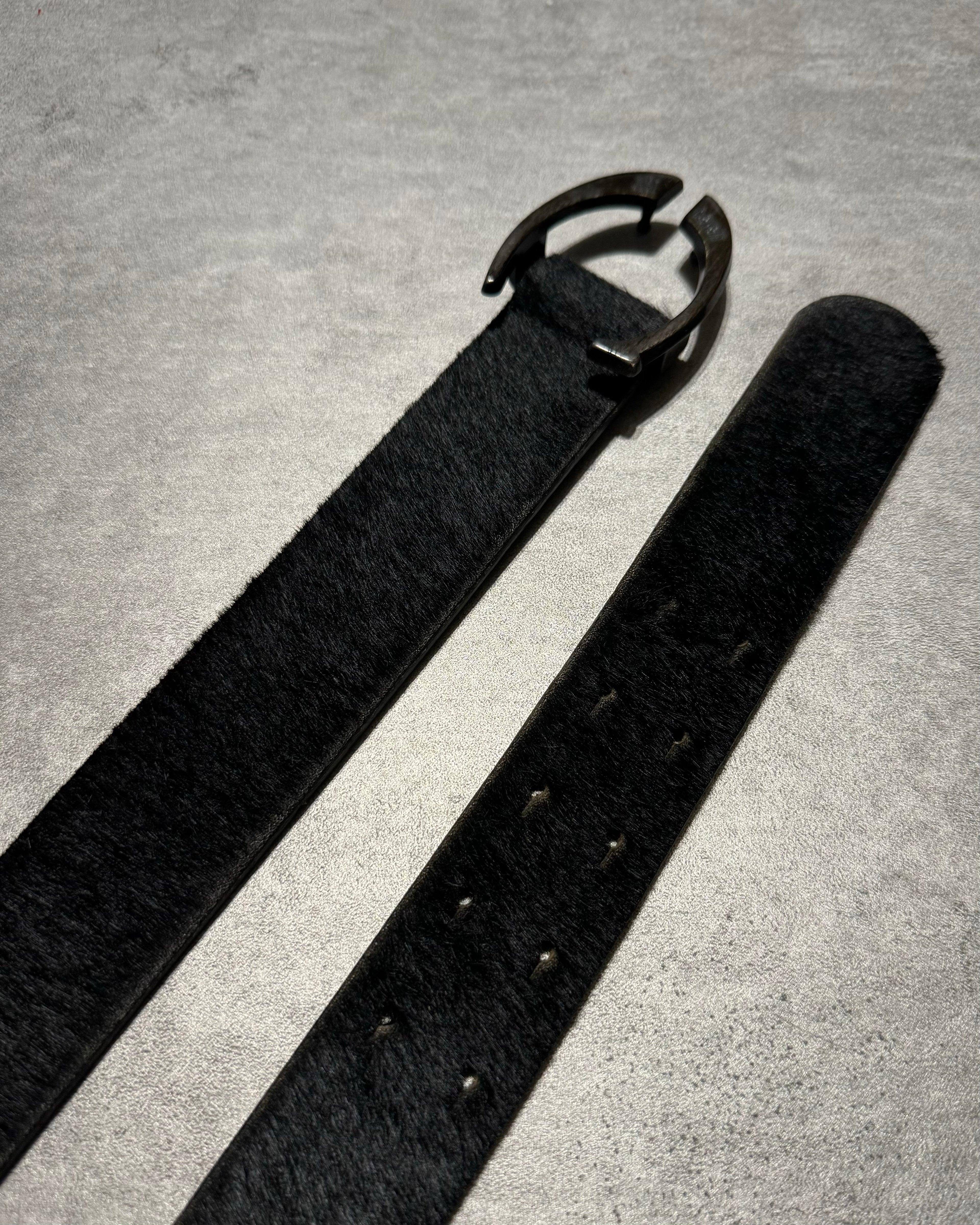 2000s Cavalli Black Pony Hair Leather Belt (OS) - 1