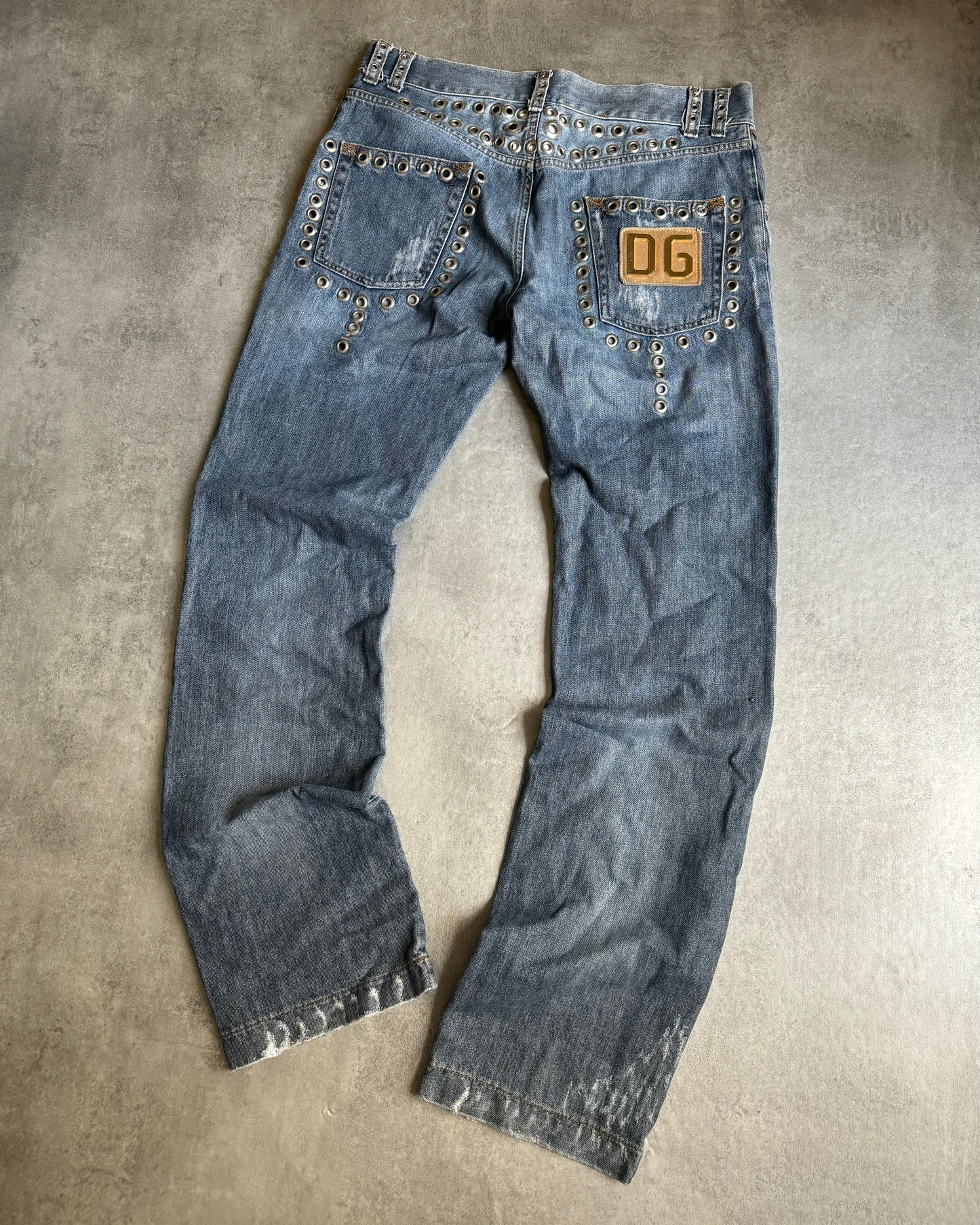 SS2006 Dolce & Gabbana Eyeled Denim Savage Pants (L) - 2