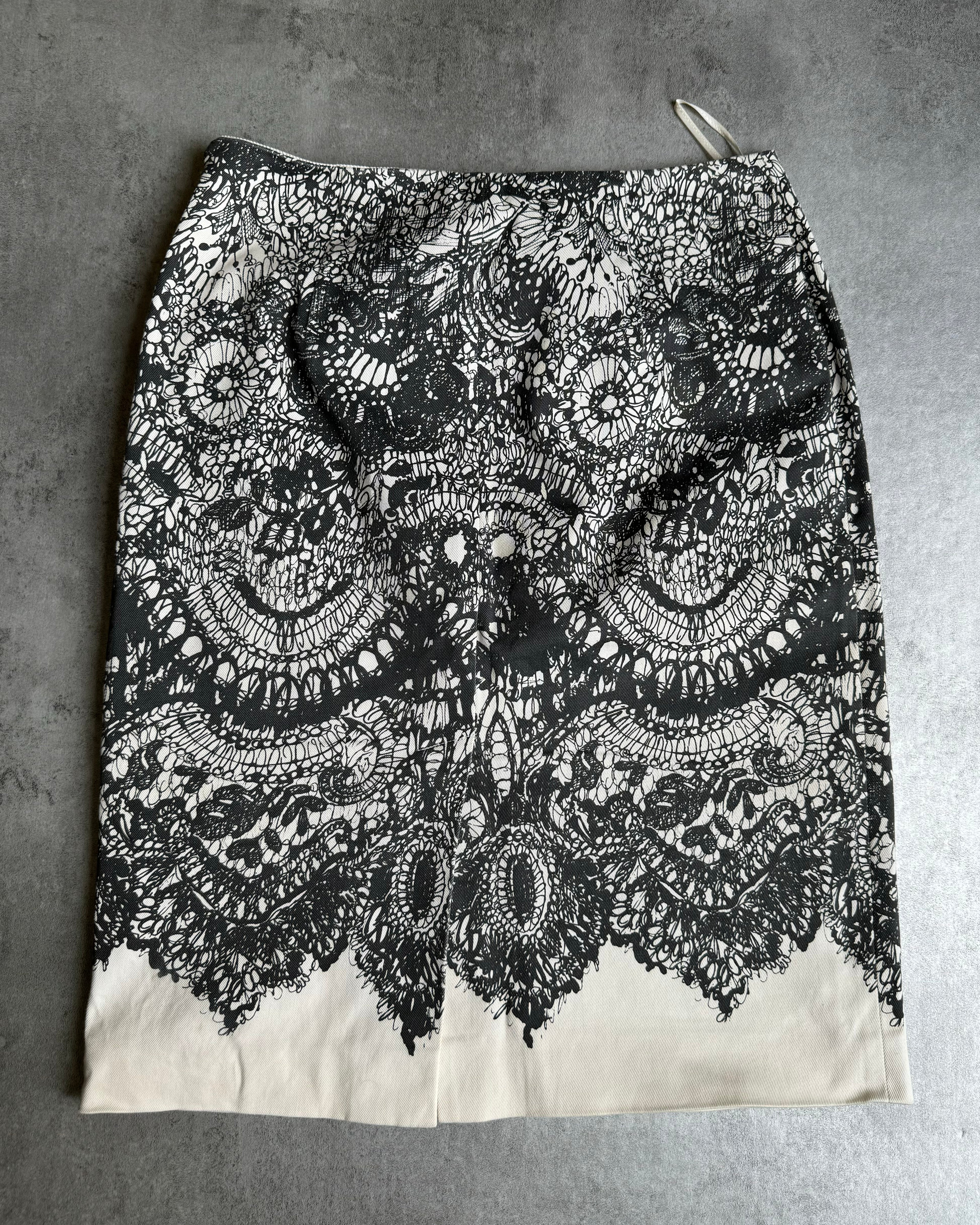SS2011 Prada Silk Black & White Elegant Skirt (S) - 1