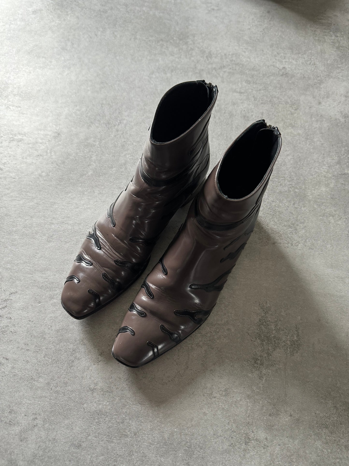 2000s Prada Zebra Brown Leather Boots (37,5) - 4