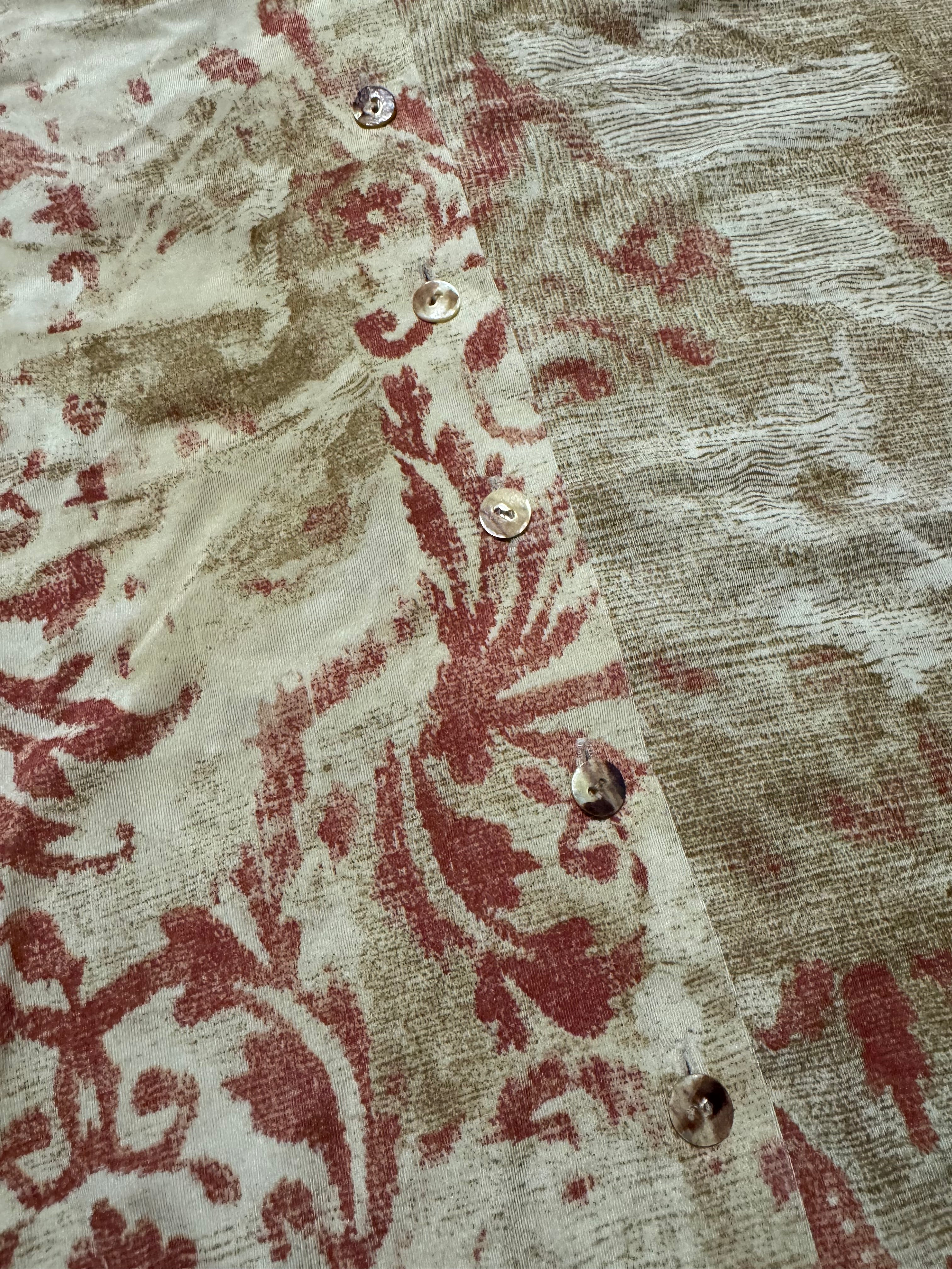 2000s Roberto Cavalli Floral Royal Edgy Mozaic Shirt (XS) - 6