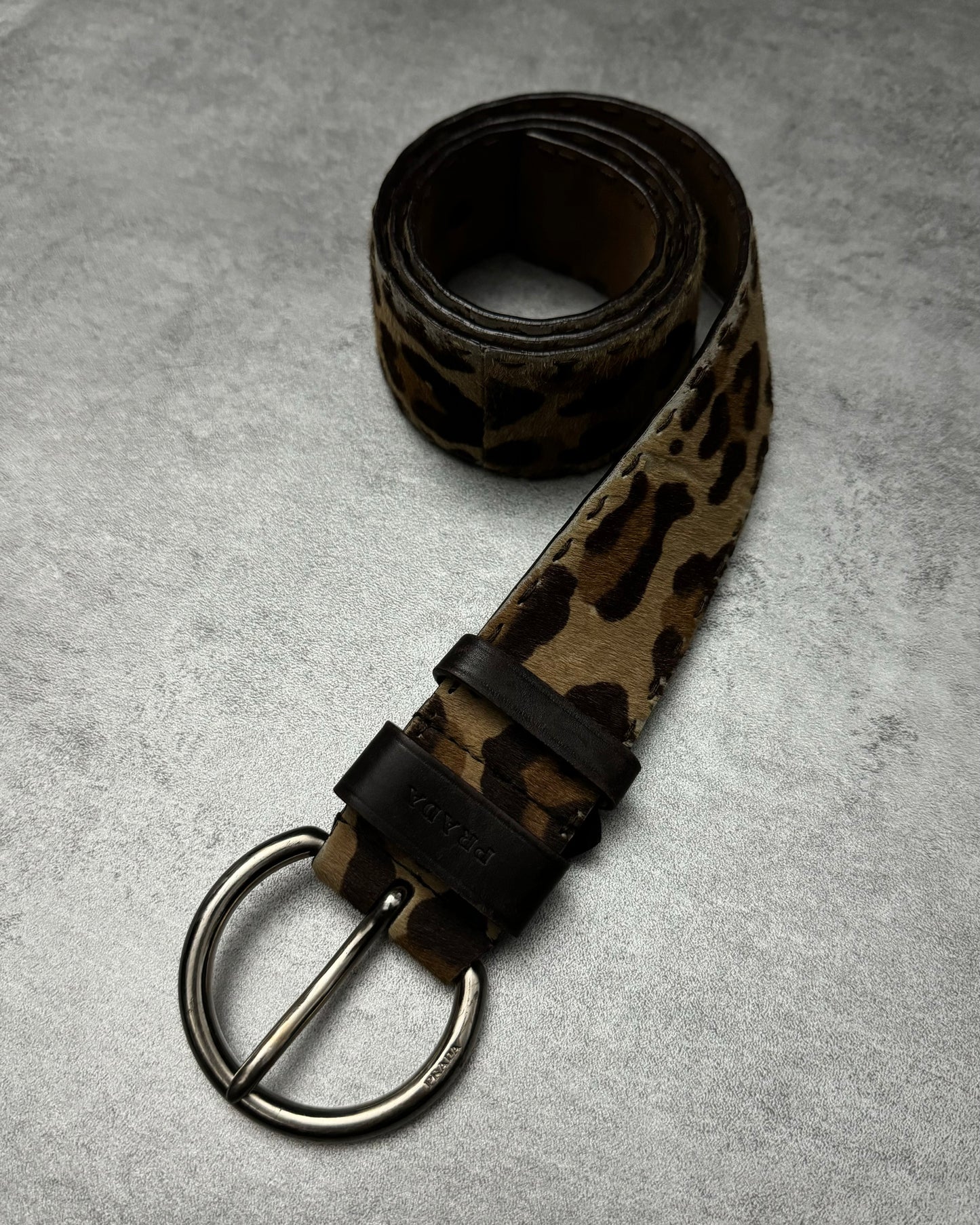 2000s Prada Leopard Pony Hair Leather Belt (OS) - 4