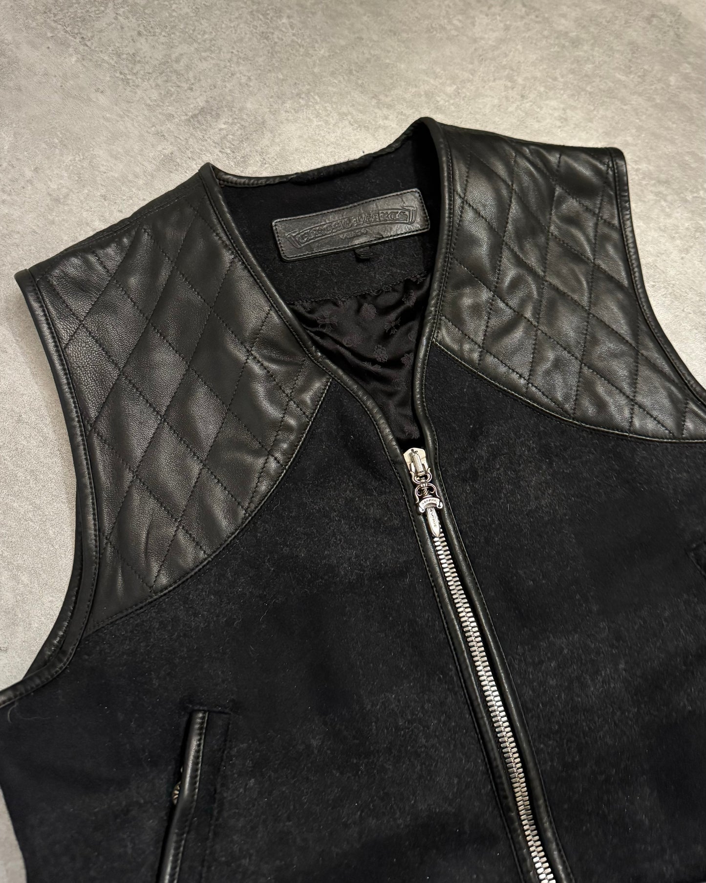 Chrome Hearts Quilted Leather Waistcoat Vest (S/M) - 18