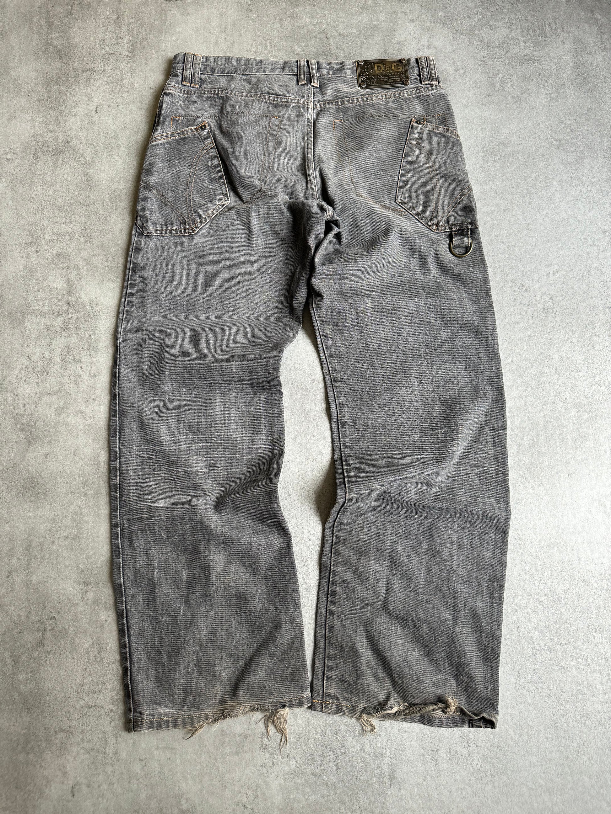 AW2003 Dolce & Gabbana Grey Eroded Denim Jeans (L) - 2