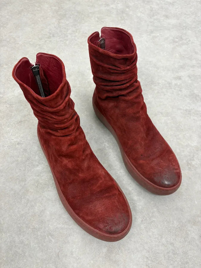 The Last Conspiracy Red Suede Leather Oxblood Boots vLHEYIw 3
