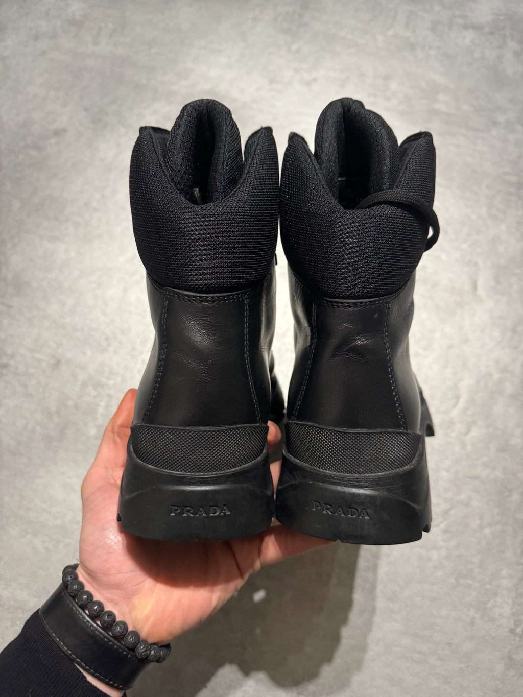 FW1999 Prada Black Leather Hiking Boots (42) - 6