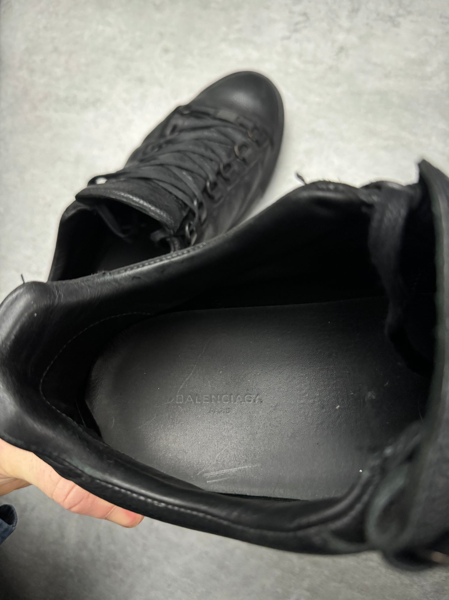 Balenciaga Arena Black Low Pure Leather Shoes (43) - 6