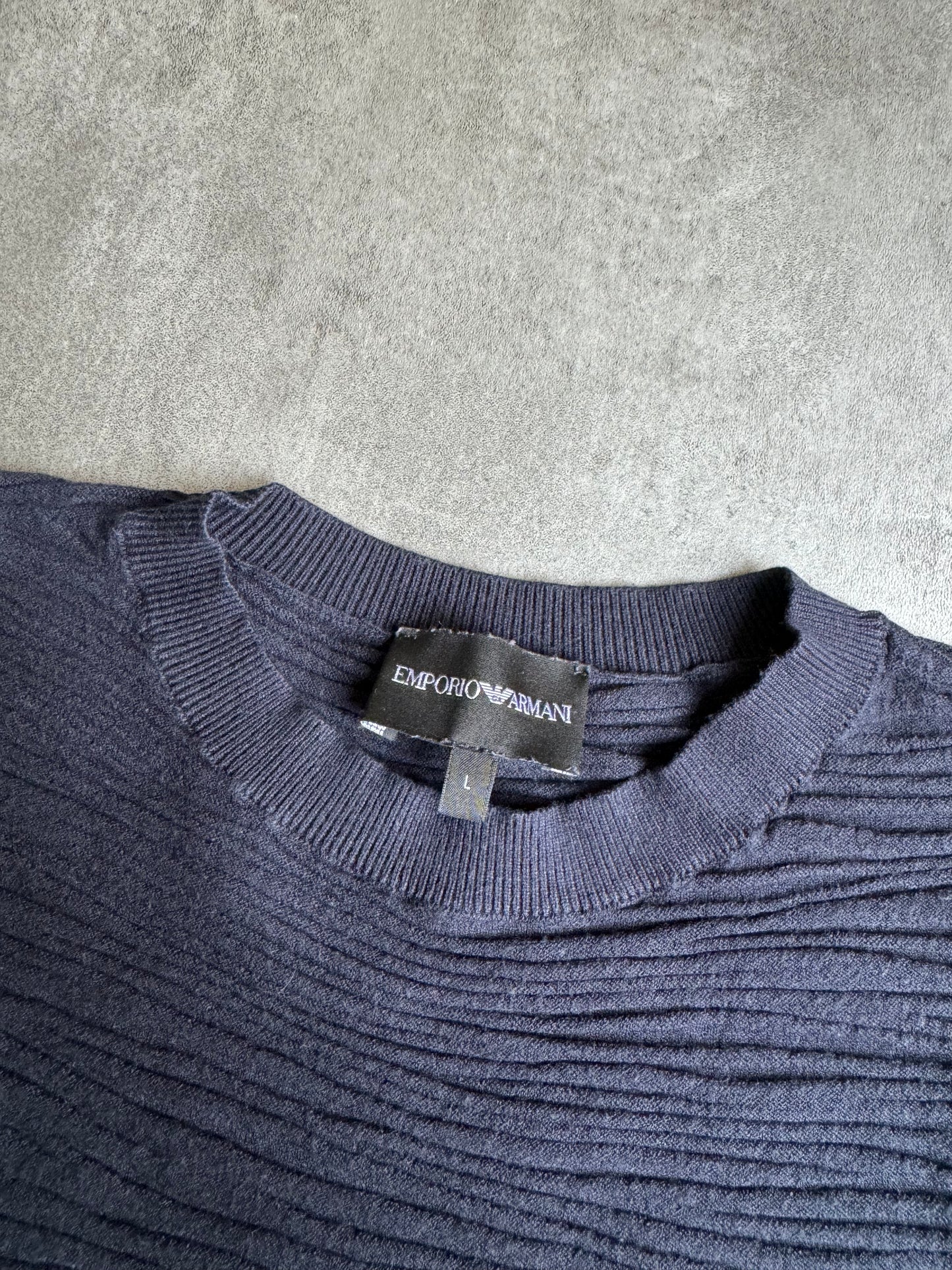 SS2020 Emporio Armani Plissed Navy Minimalist Sweater (XS/S) - 3