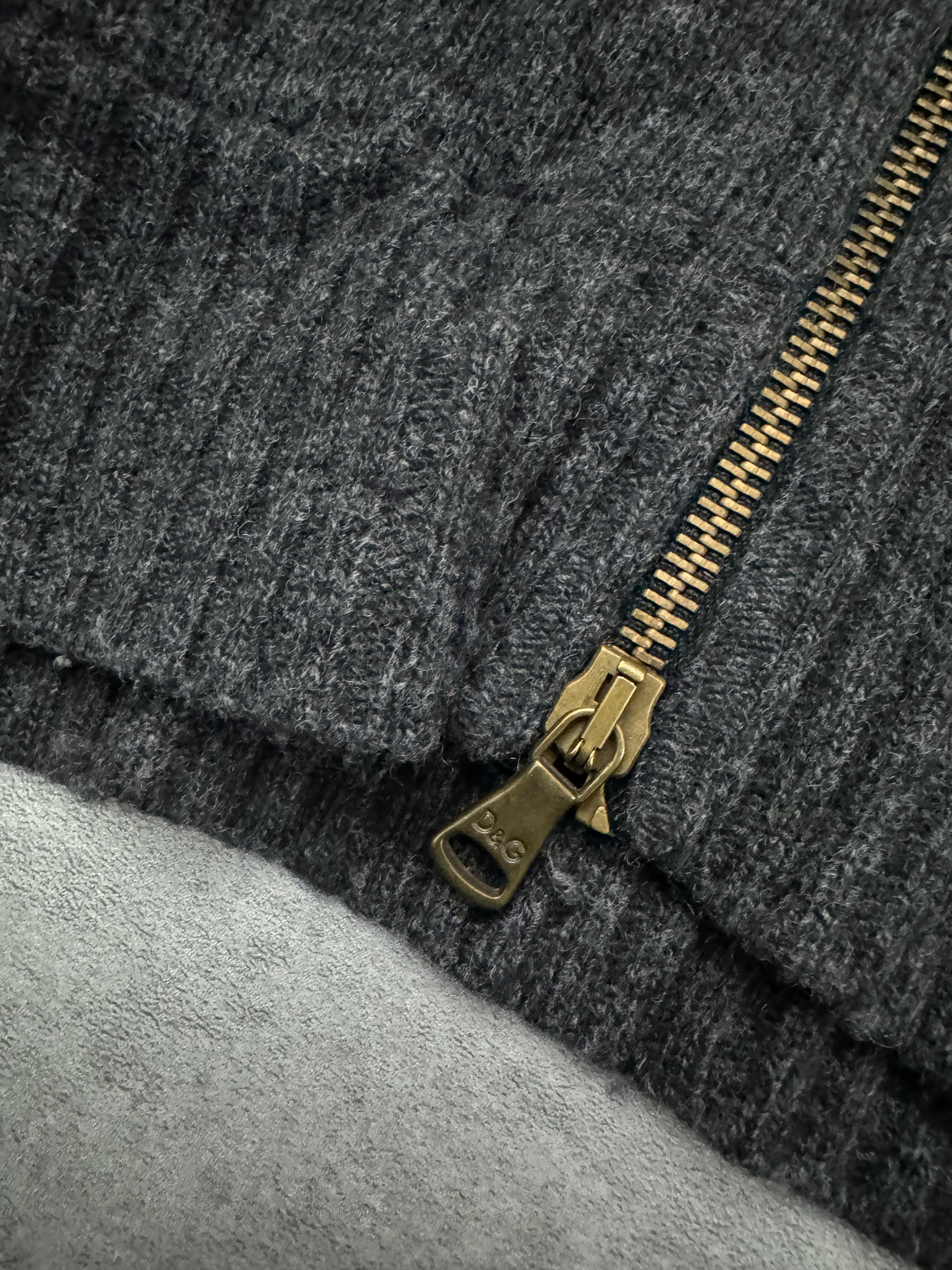 2000s Dolce & Gabbana Asymmetrical Grey Wool Zip-up (M) - 7