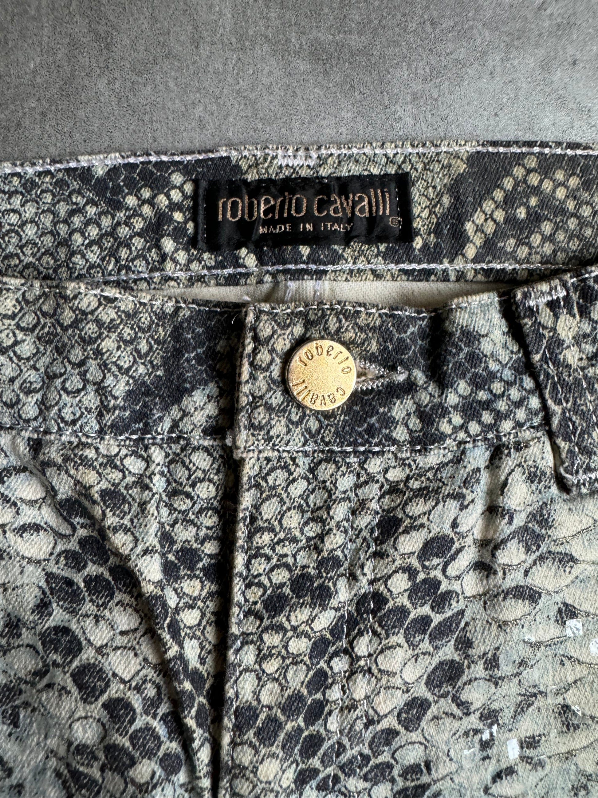 AW2002 Roberto Cavalli Aero Scales Python Effect Pants (S) - 8