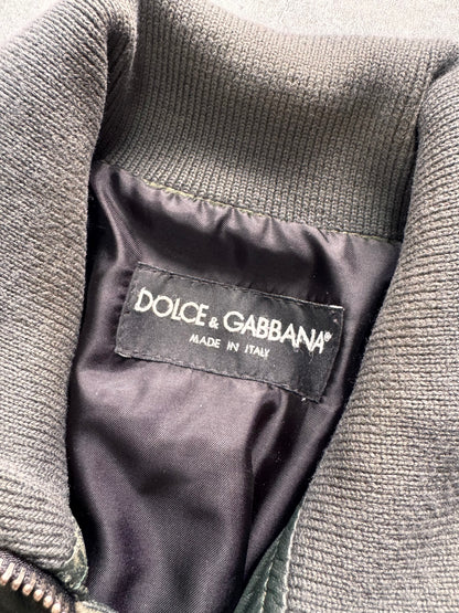 Dolce & Gabbana Multi-Zip Dark Olive Leather Jacket (M/L)