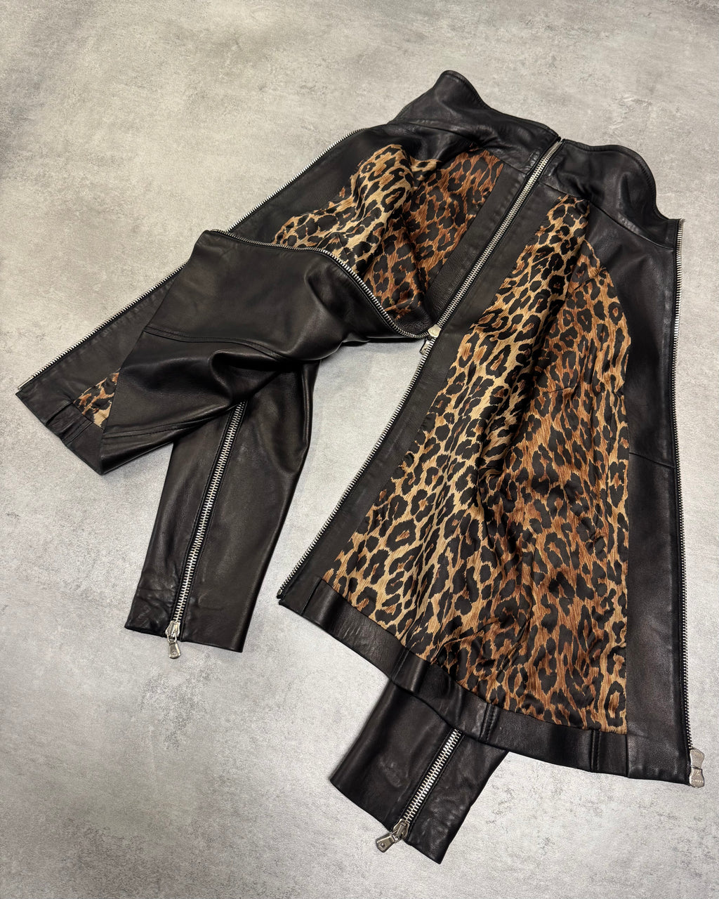 SS2003 Dolce & Gabbana Sexy Biker Multi-Zip Leather Jacket (XS/S)