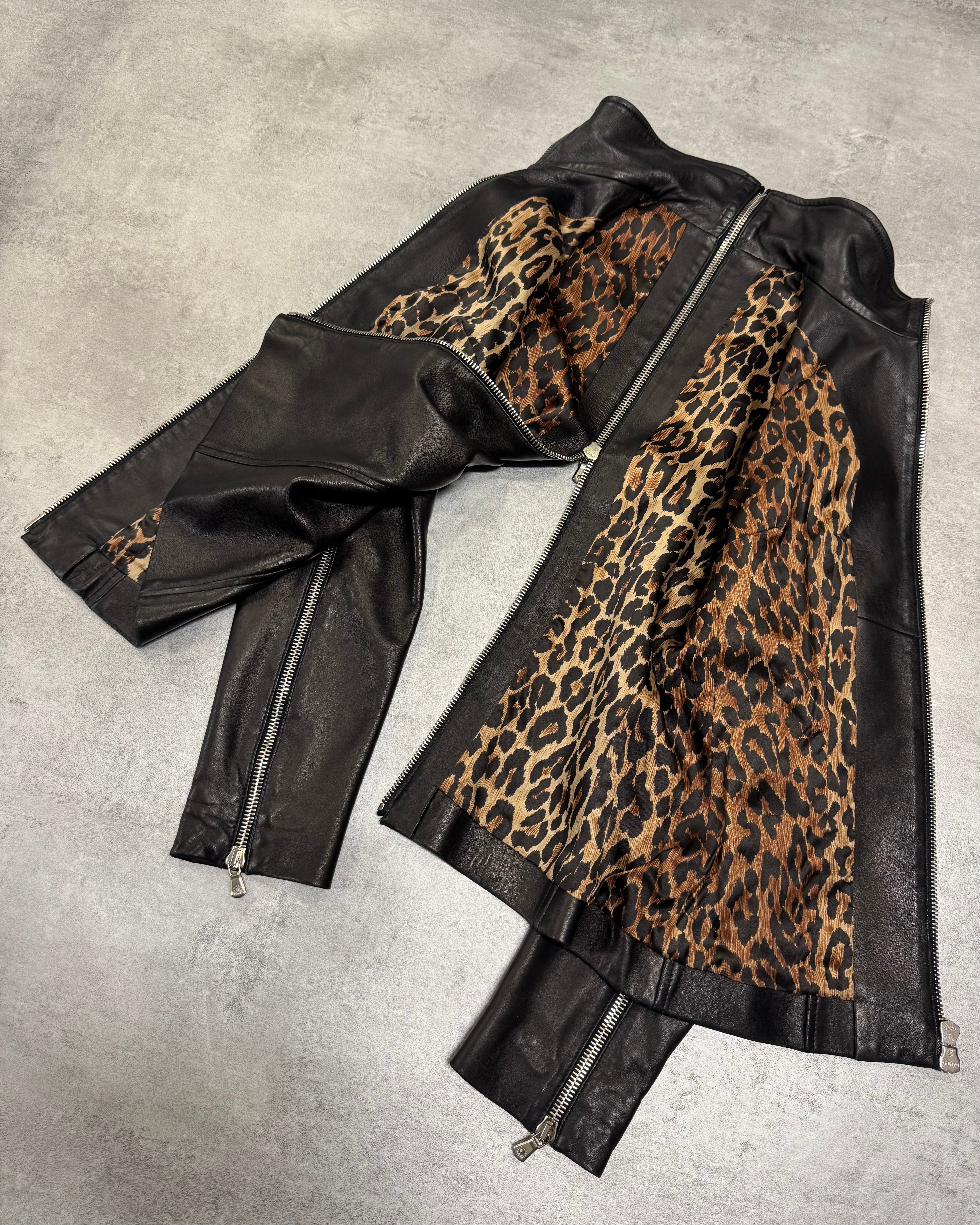 SS2003 Dolce & Gabbana Sexy Biker Multi-Zip Leather Jacket (XS/S)
