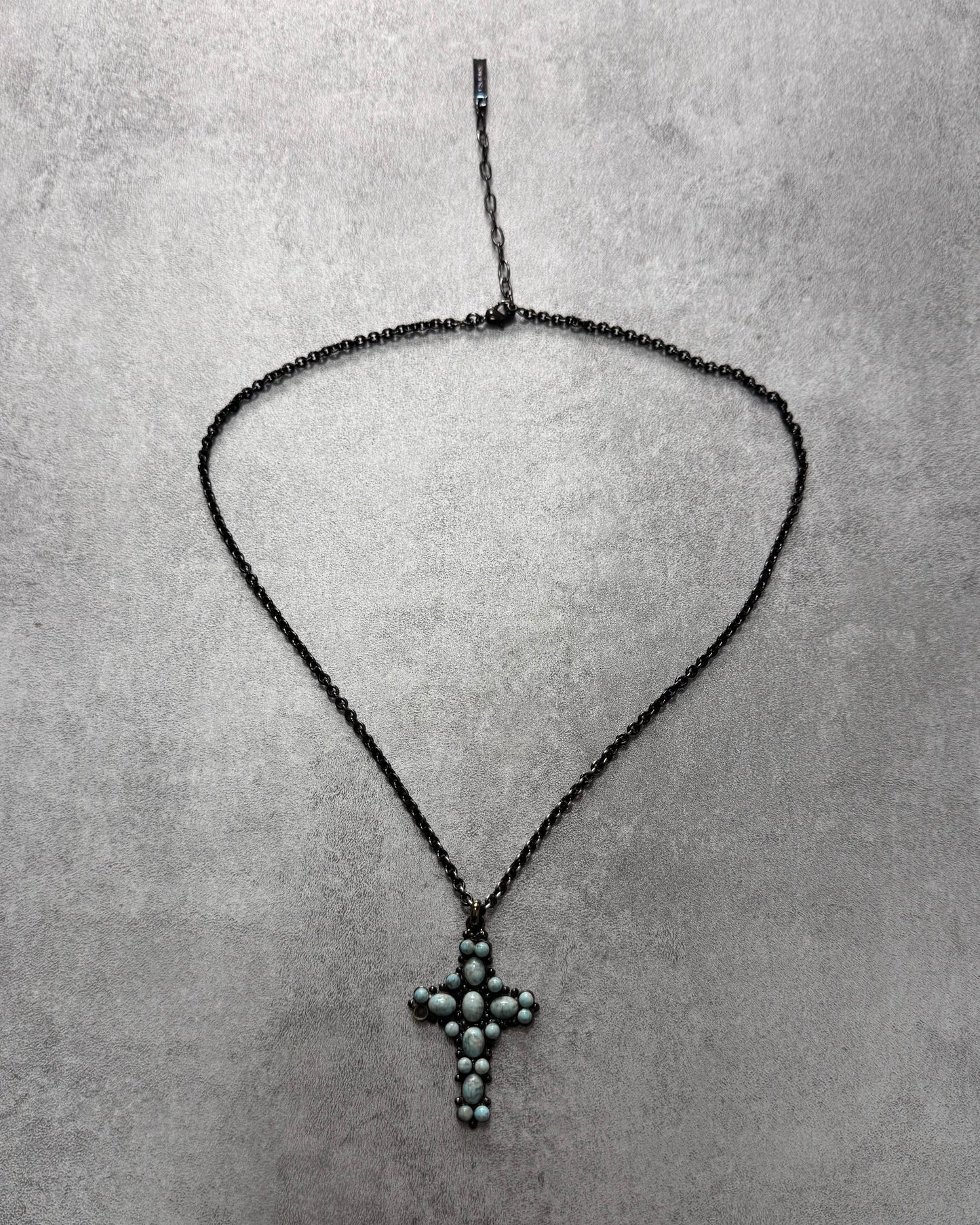 Dolce & Gabbana Water Green Onyx Cross Black Necklace (OS)