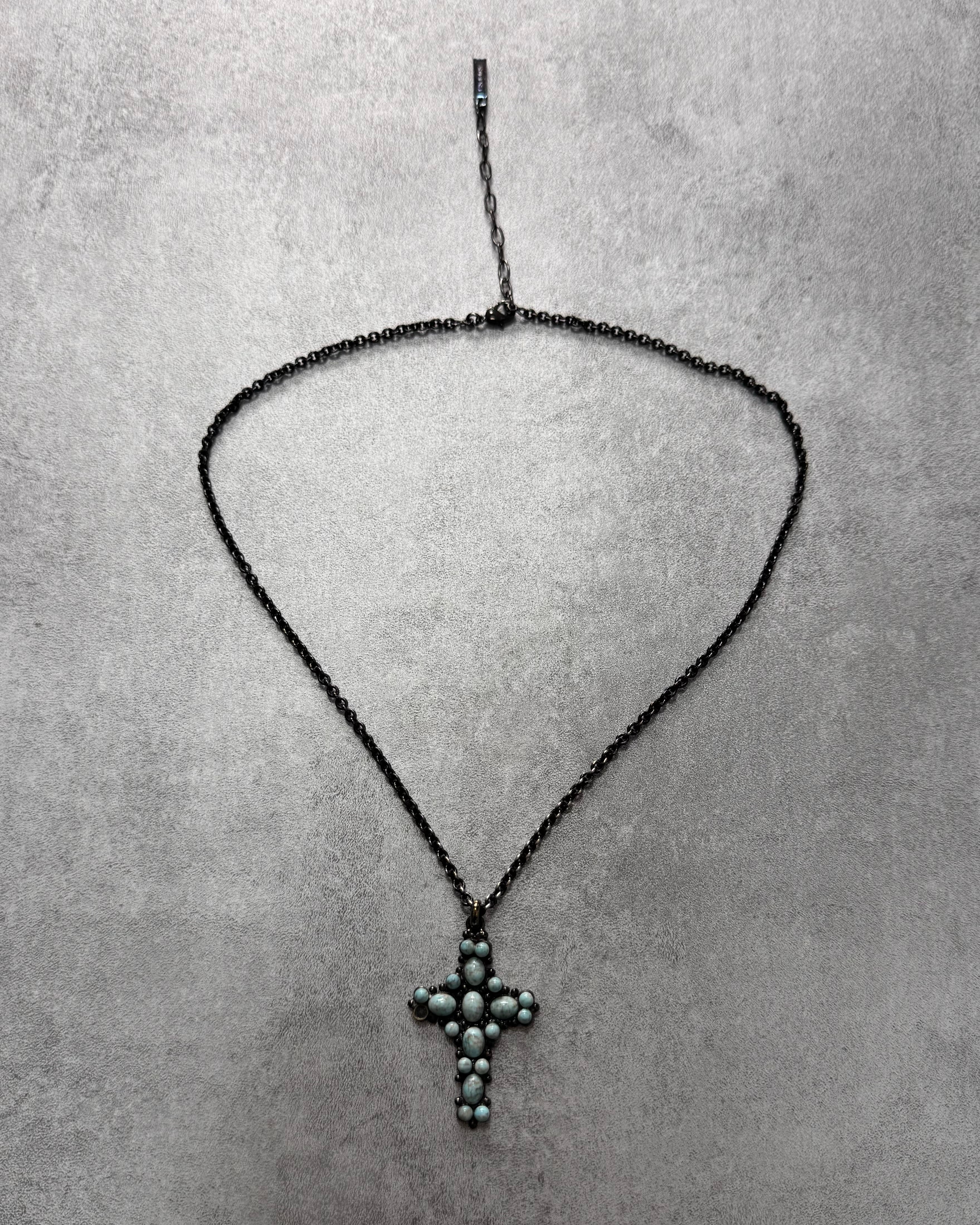 Dolce & Gabbana Water Green Onyx Cross Black Necklace