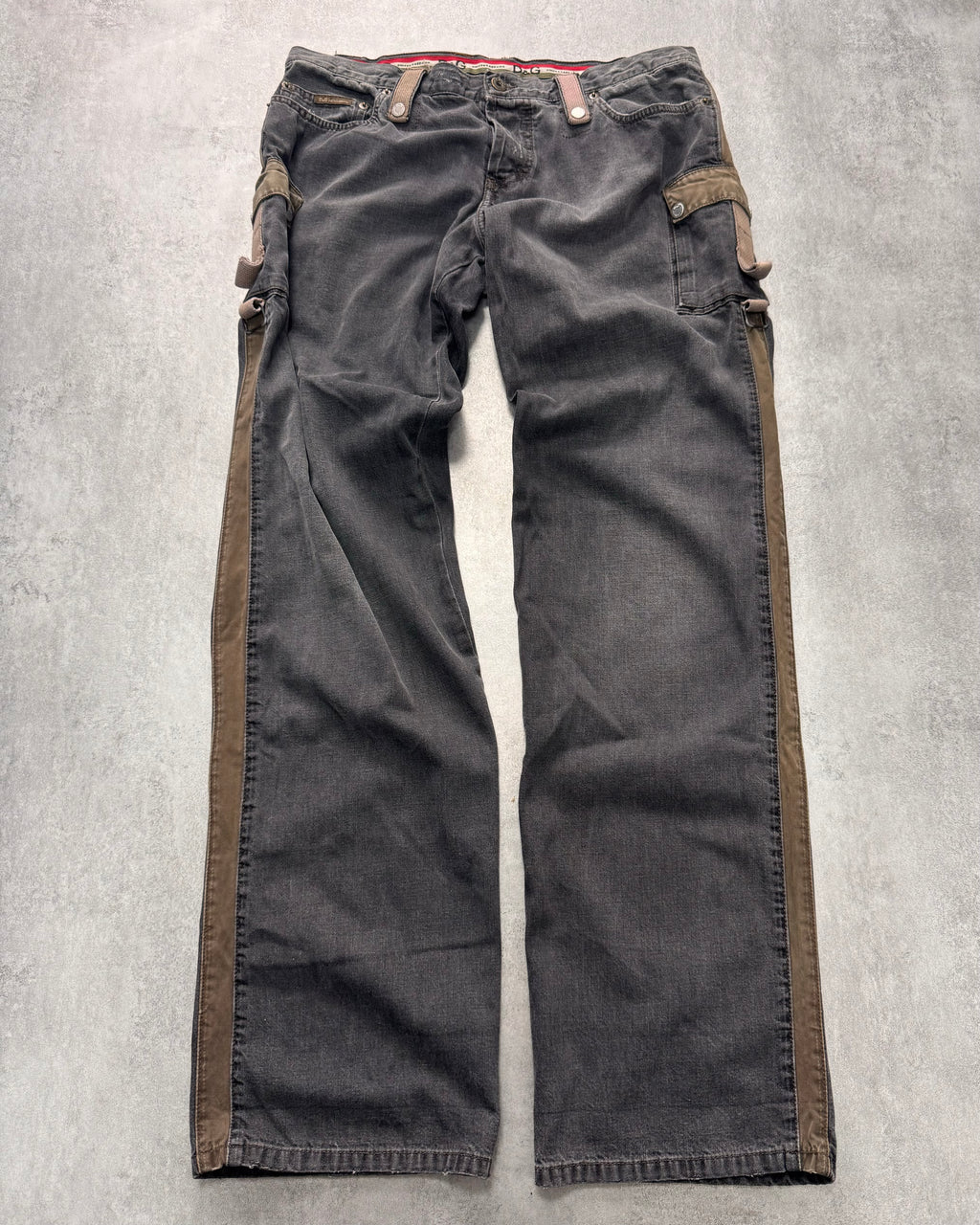 AW2004 Dolce & Gabbana Military Harness Cargo Grey Denim Jeans