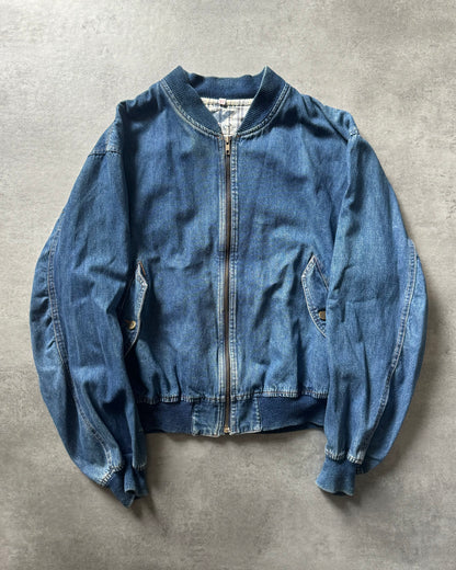 1990s Emporio Armani Relaxed Denim Bomber Jacket (M) - 1