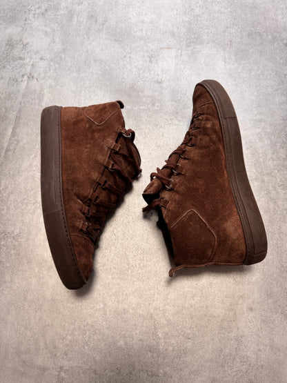 Balenciaga Arena High Brown Suede Leather Sneakers (42eu/us8,5)