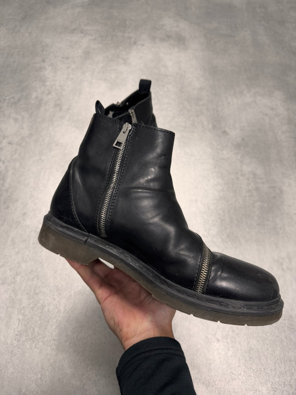 AW2015 Cavalli Metal Circular Zip Black Leather Boots