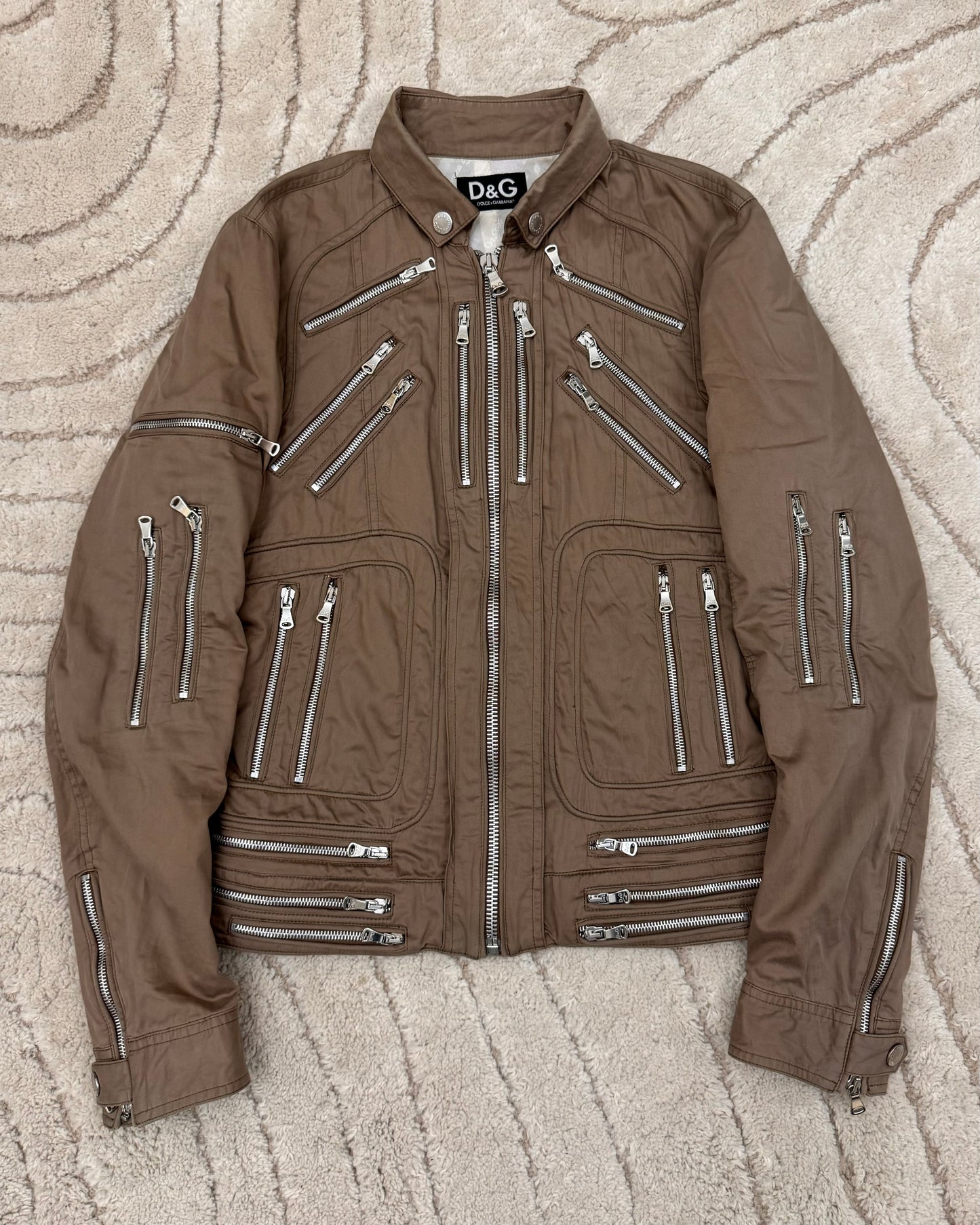 SS2008 Dolce & Gabbana Biker Multi-Zip Champagne Gold Jacket (S/M)