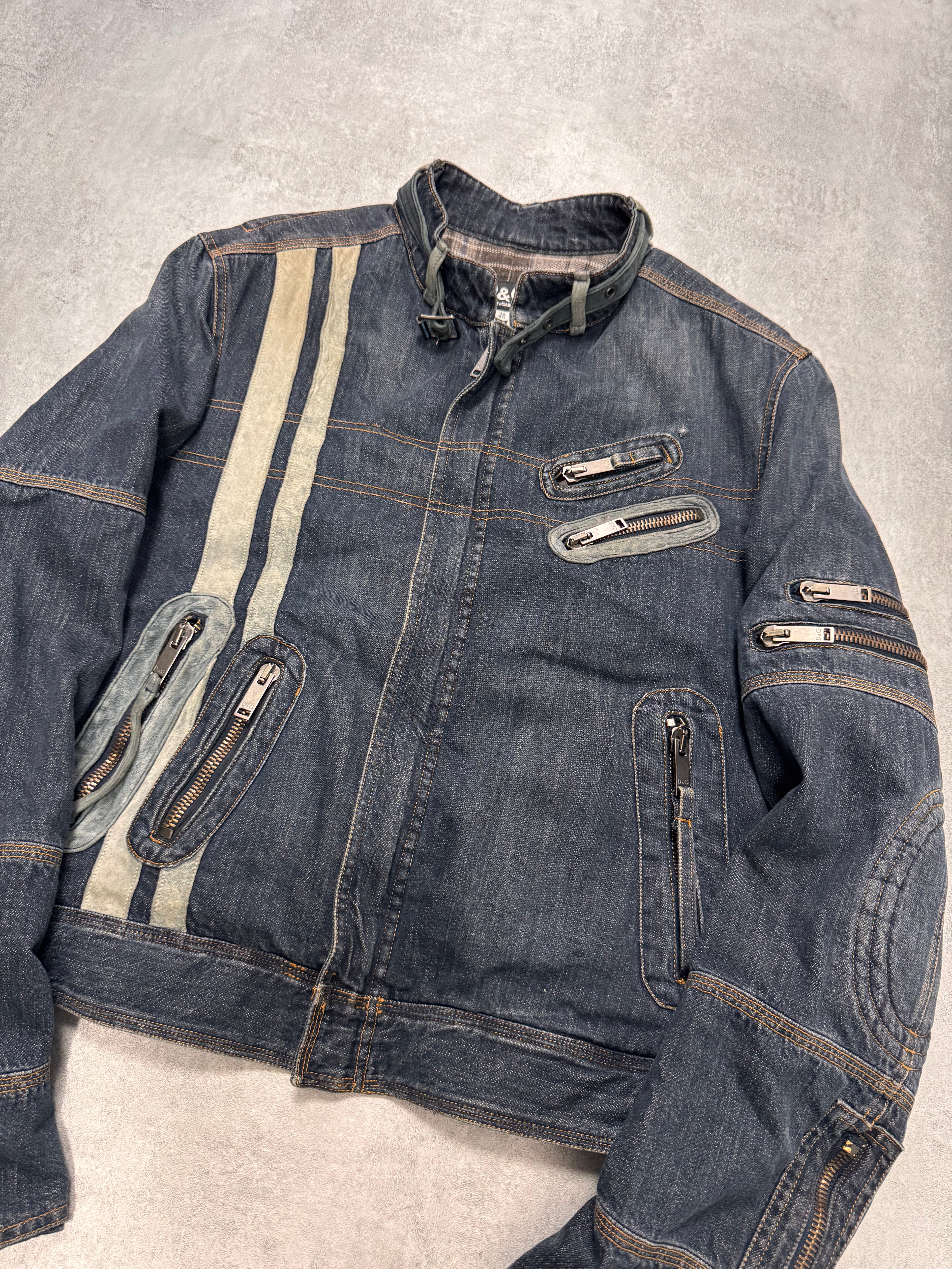 AW2004 Dolce & Gabbana Astro Biker Cafe Denim Jacket
