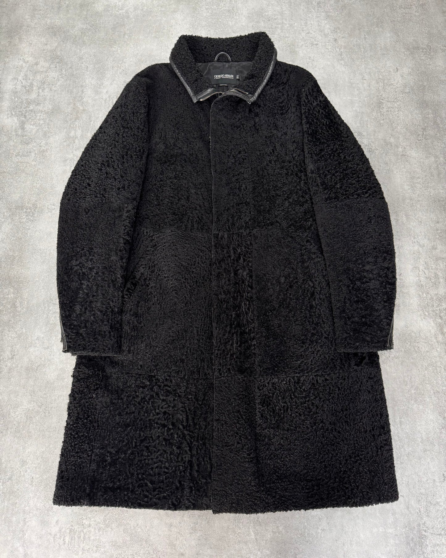 1990s Giorgio Armani Astrakan Sheep Fur Trench Coat (M/L)