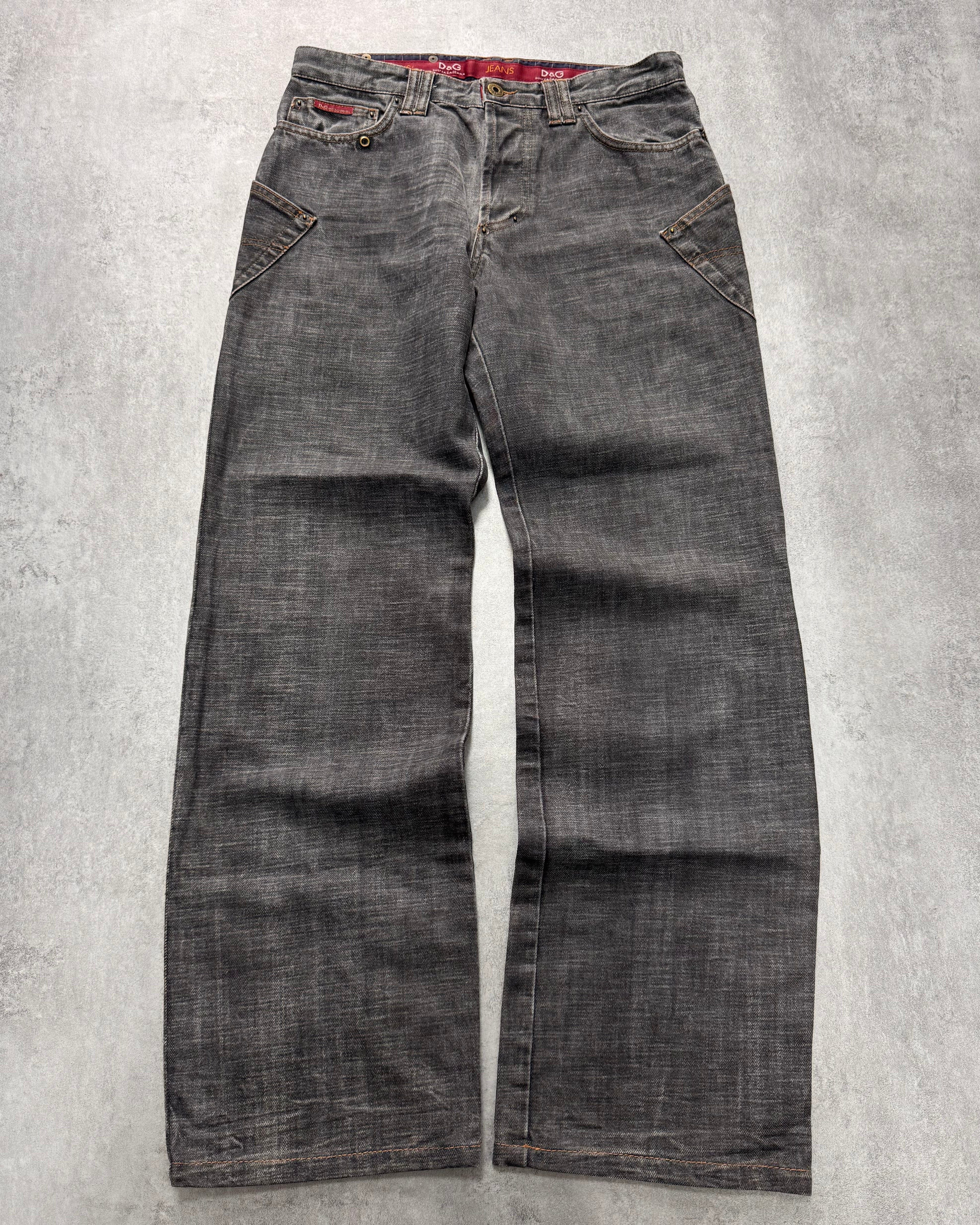 AW2003 Dolce & Gabbana Raw Grey Denim Jeans