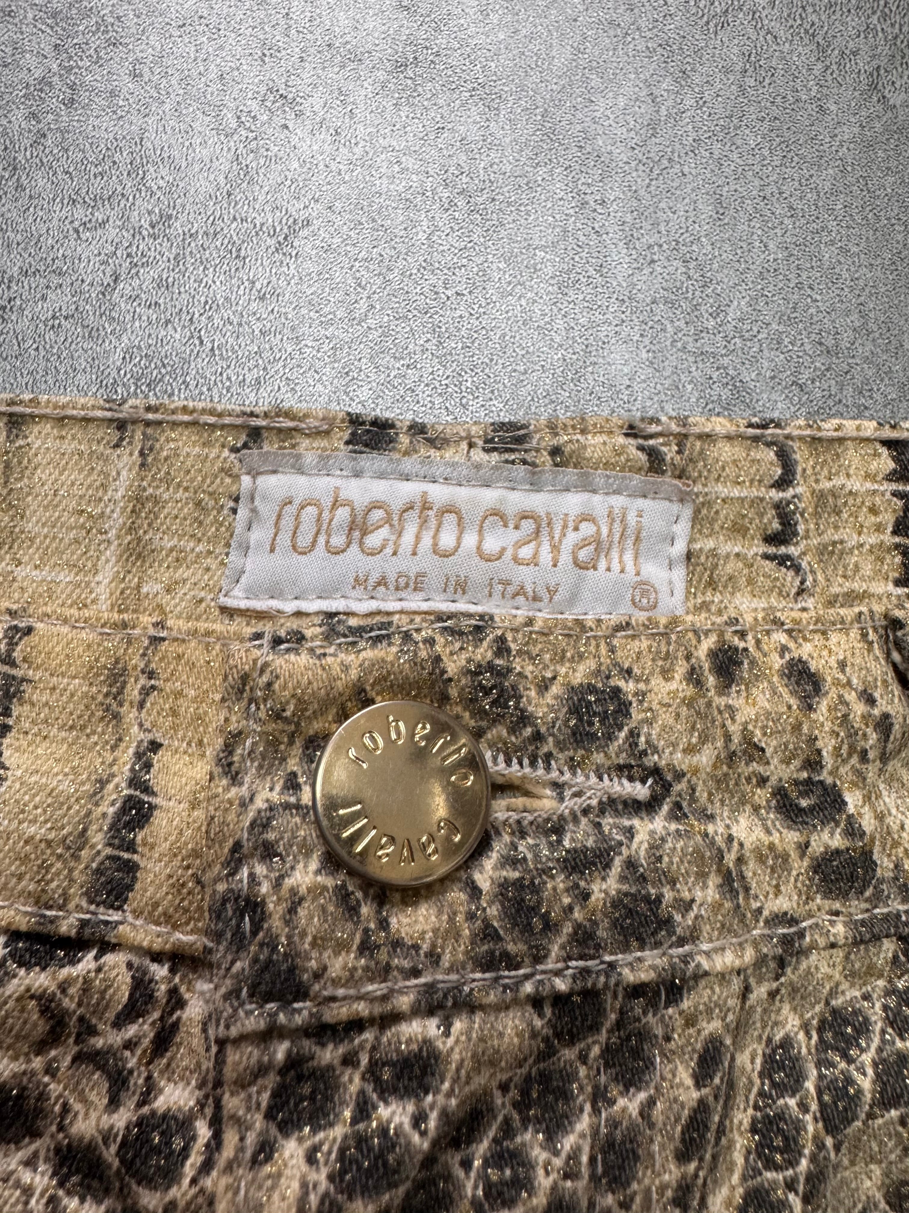1990s Roberto Cavalli Bees Caramel Scales Pants