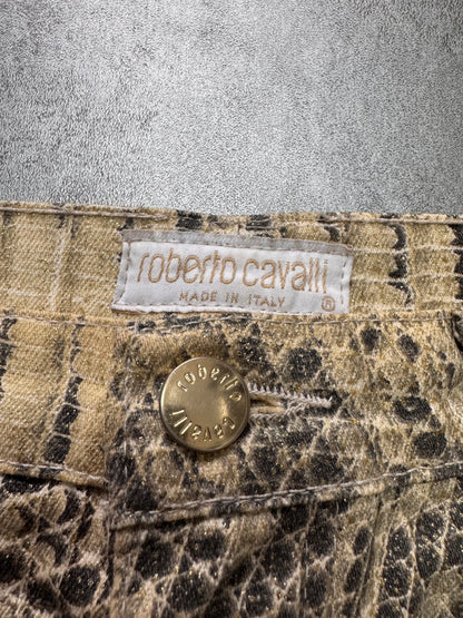 1990s Roberto Cavalli Bees Caramel Scales Pants (S)