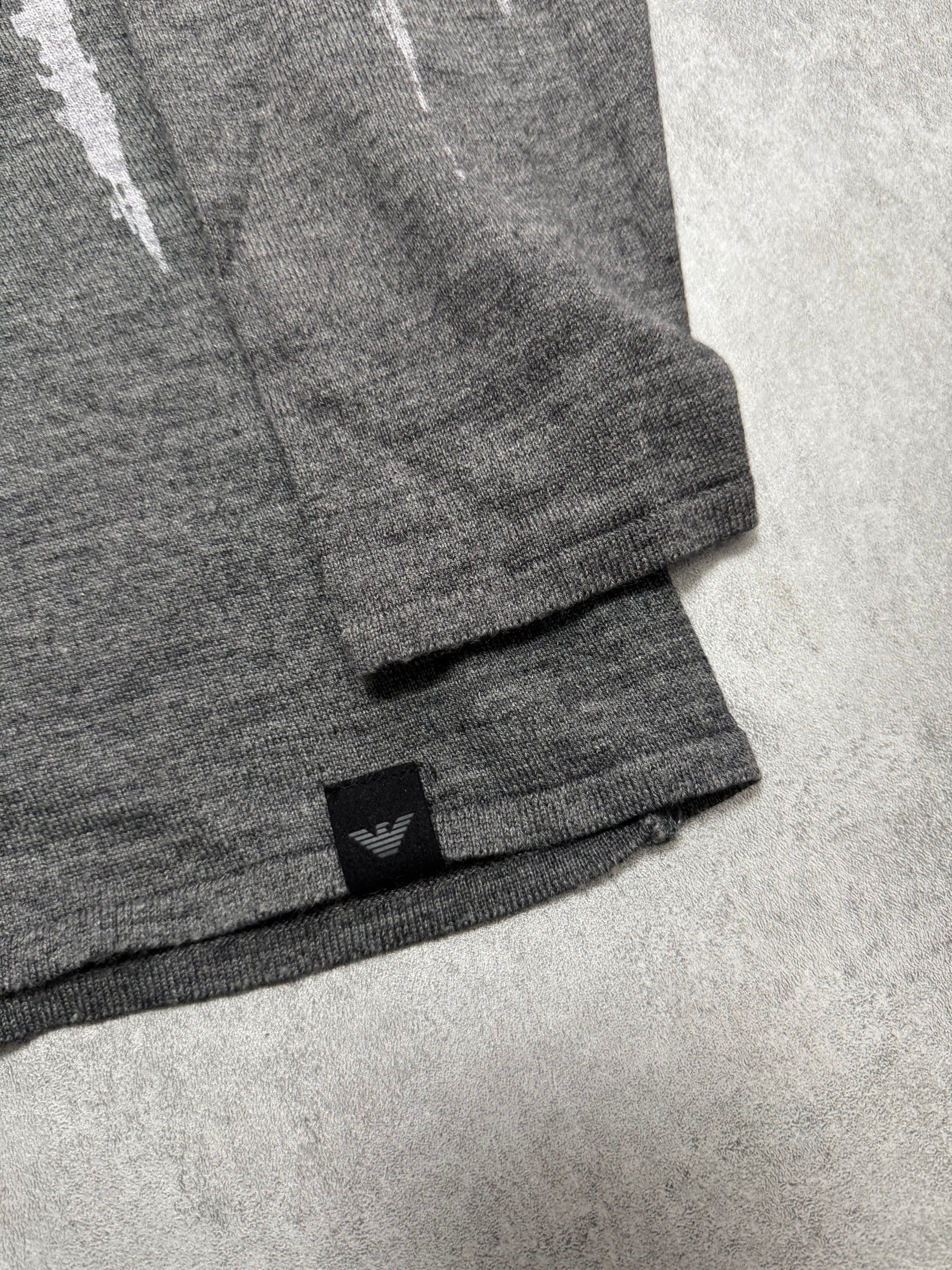 2000s Emporio Armani Abstract Skyscrapers Grey Sweater