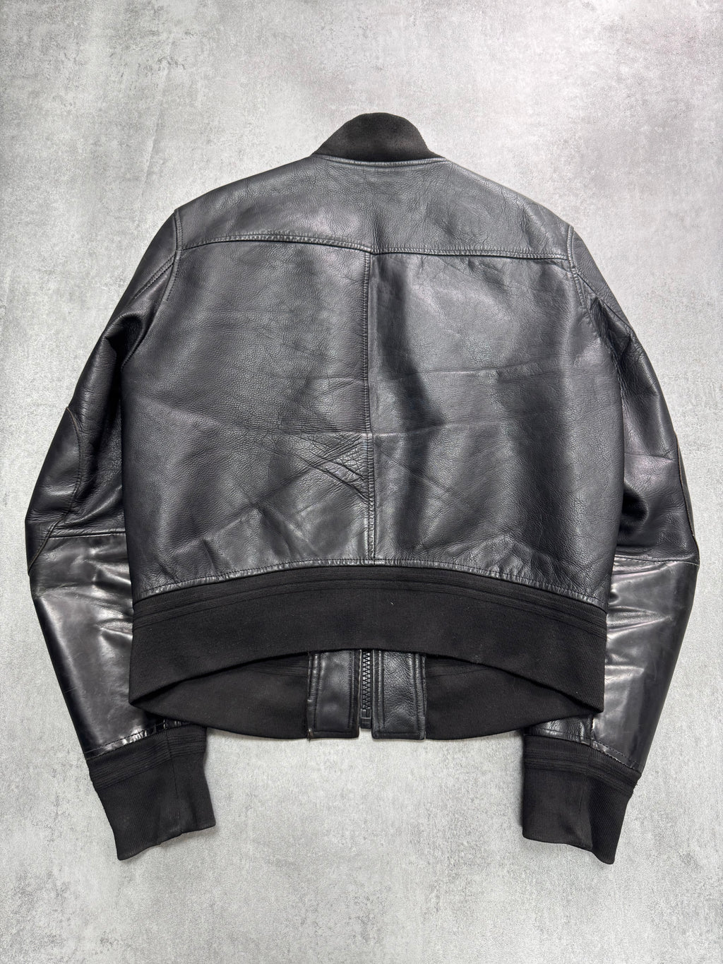 2000s Acne Studios Black Leather Bomber Jacket