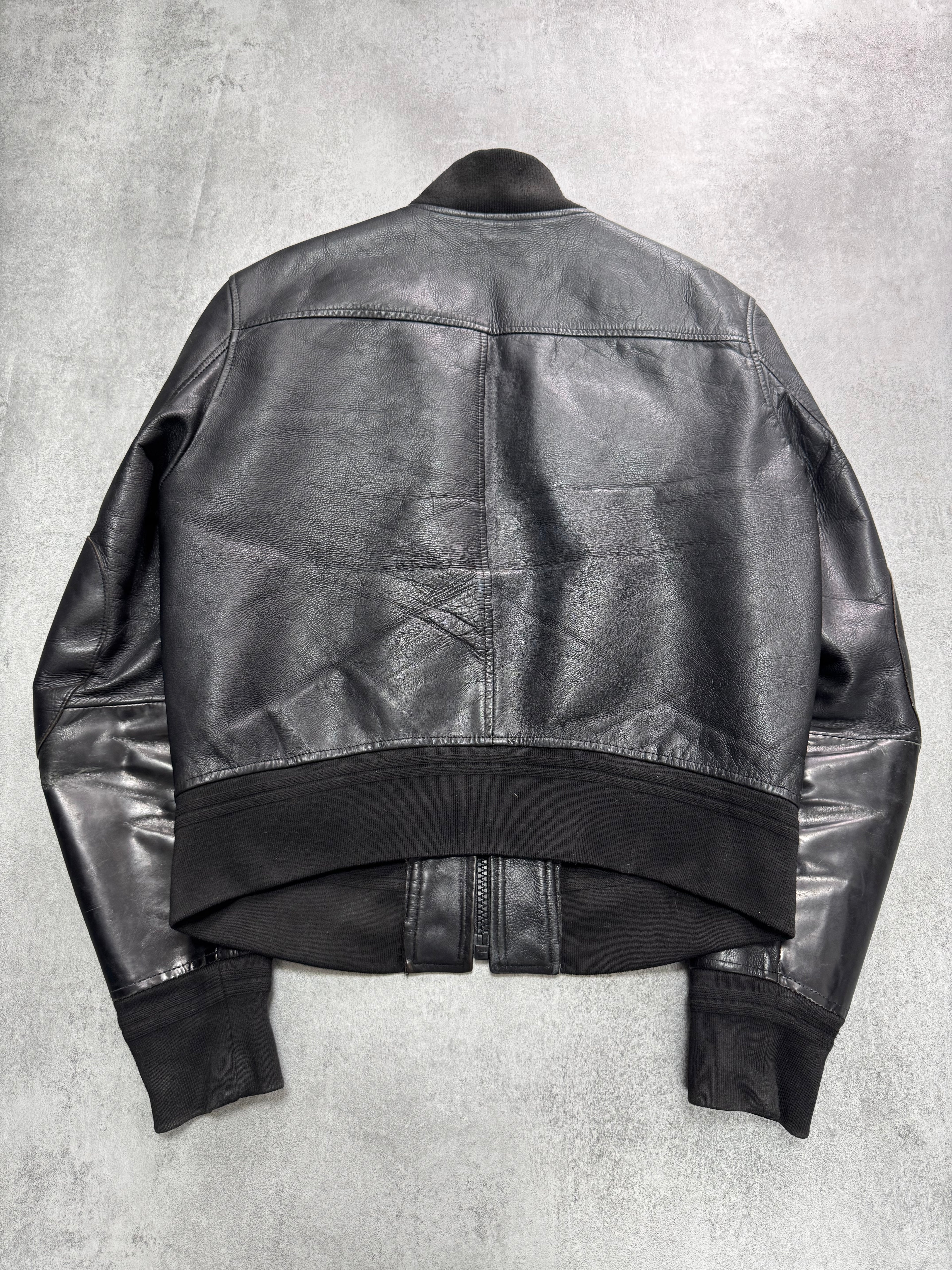 2000s Acne Studios Black Leather Bomber Jacket