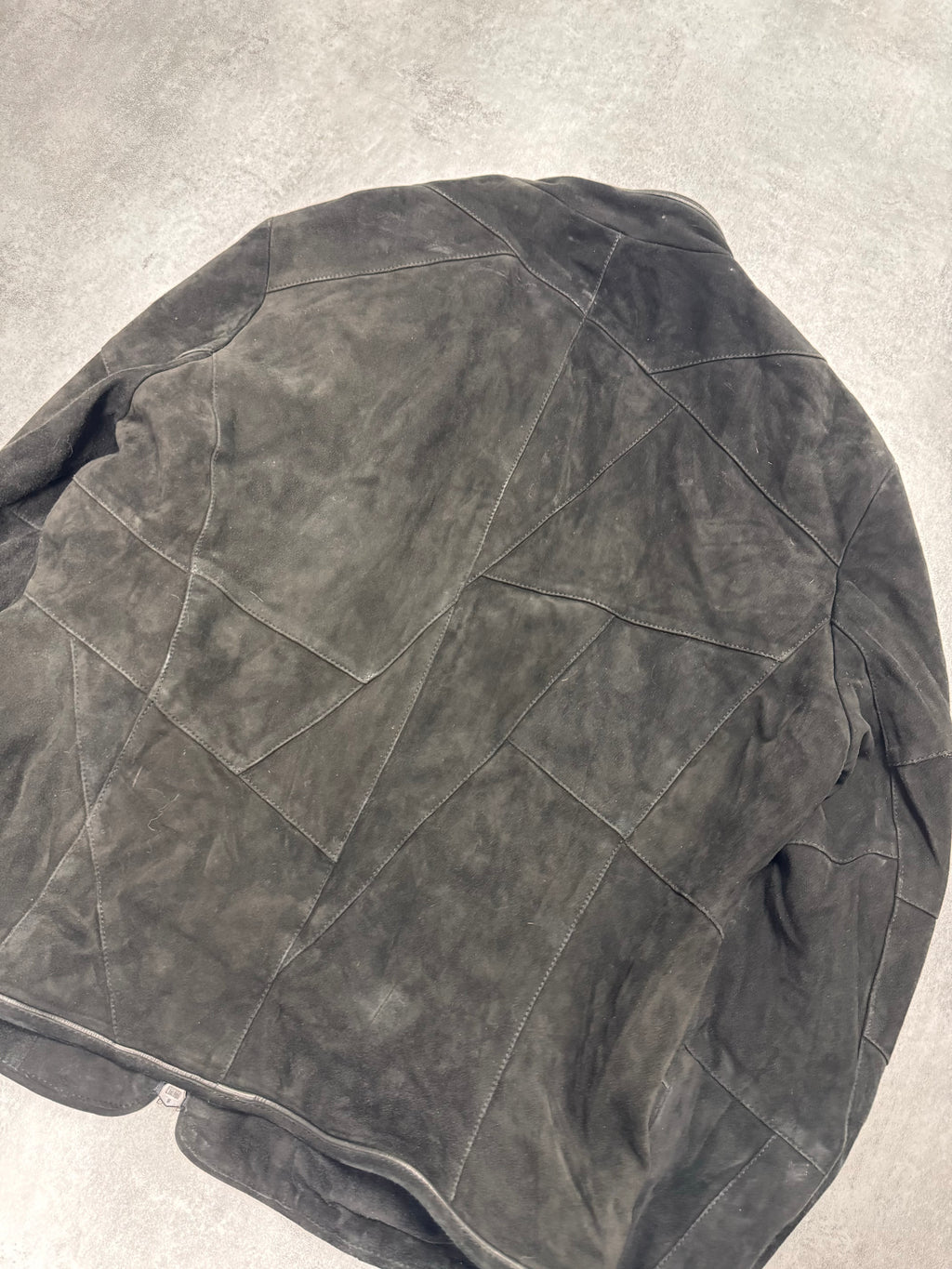 SS2011 Emporio Armani Black Patchwork Suede Goat Leather Jacket