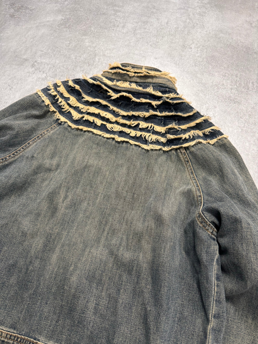 2000s Moschino Layers Collar Faded Denim Jacket