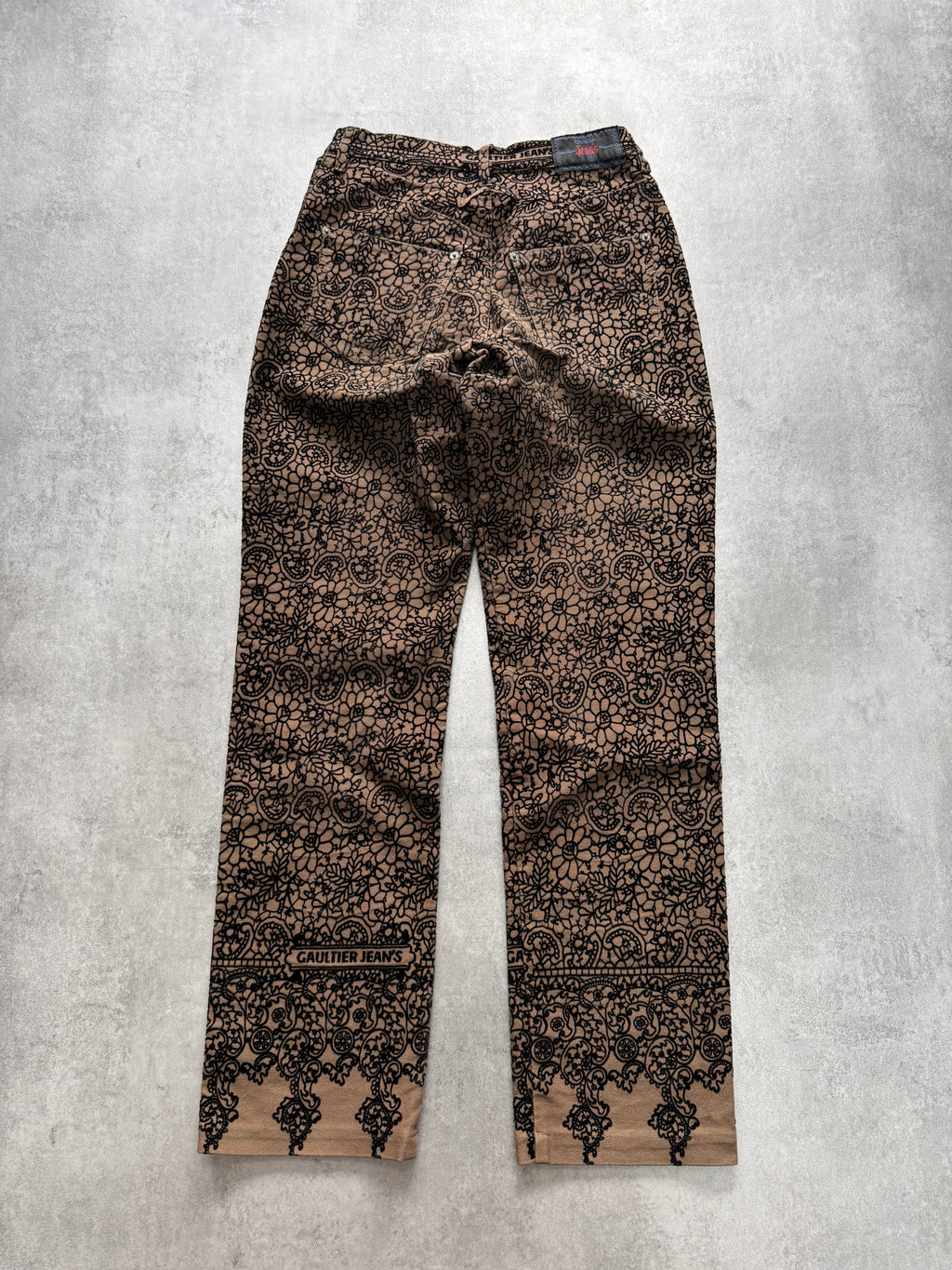 1990s Jean Paul Gaultier Glamour Velvet Kaki Denim Pants