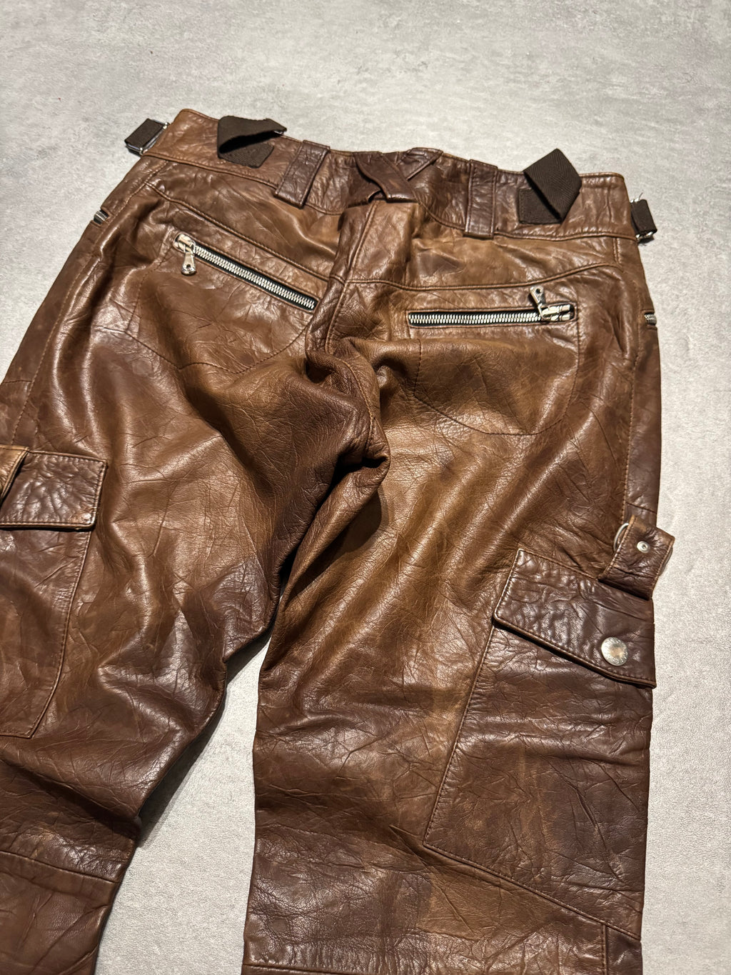 SS2004 Dolce & Gabbana Ninja Multi-Zip Brown Leather Pants