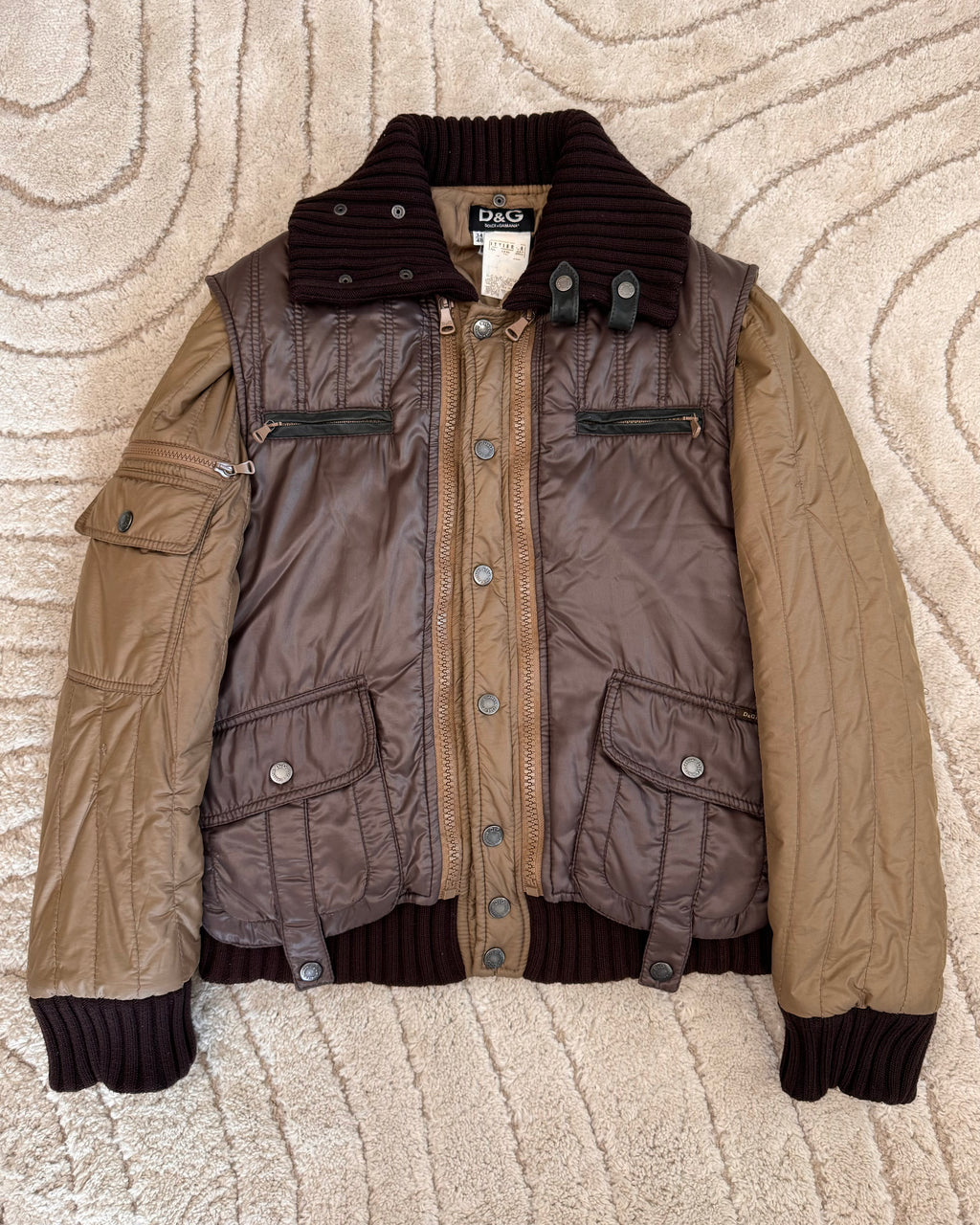 AW04 Dolce & Gabbana 2-in-1 High-Neck Bomber Jacket with detachable Vest (L)