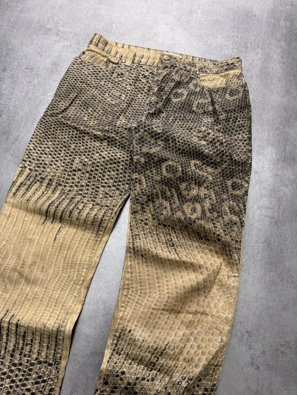 1990s Roberto Cavalli Bees Caramel Scales Pants