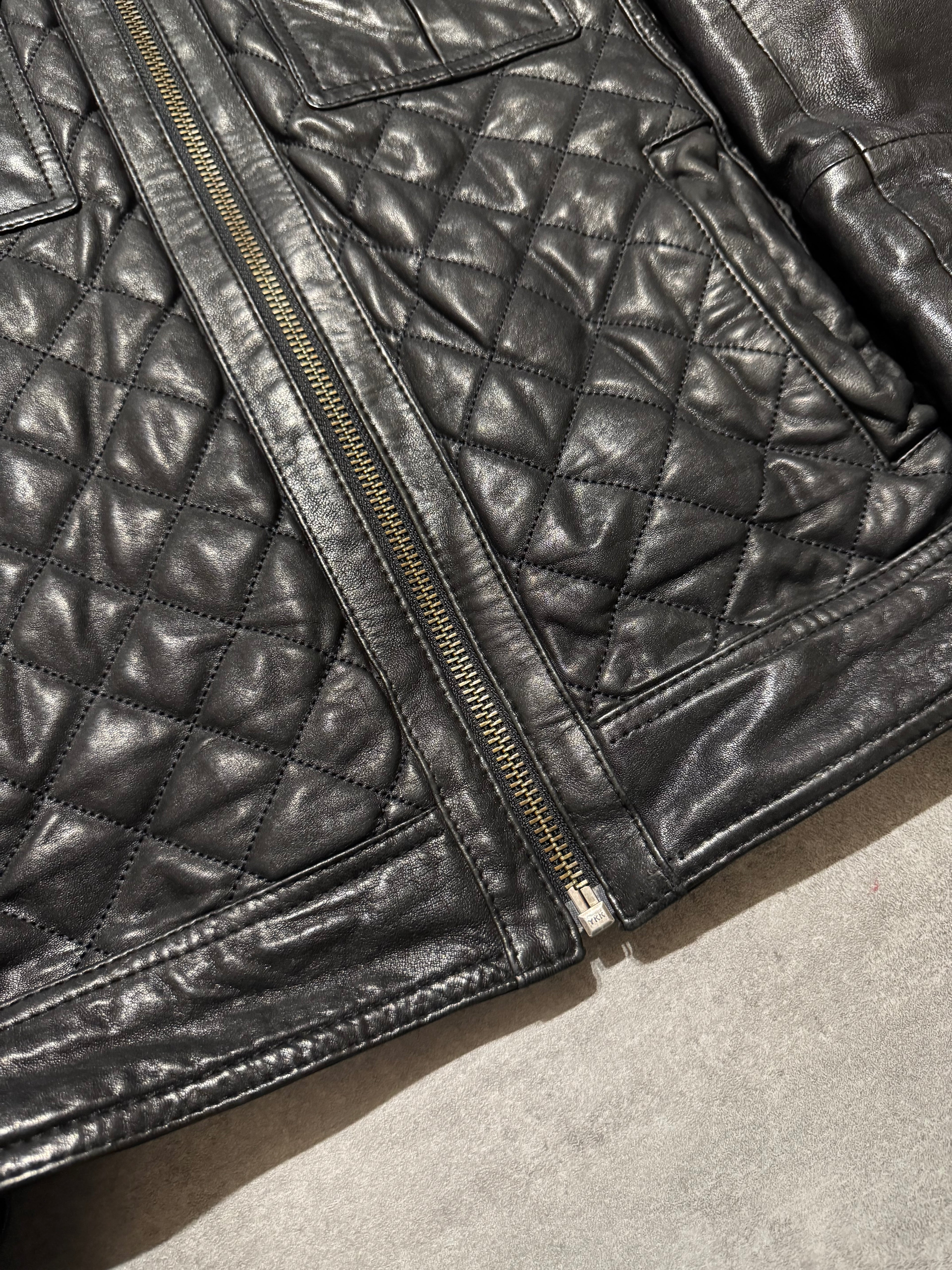 2000s Dolce & Gabbana USA Black Quilted Leather Jacket