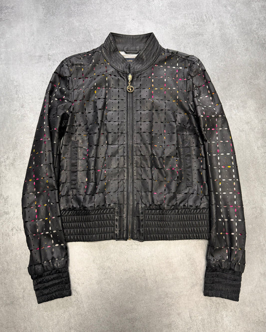 Roberto Cavalli Class Holes Leather Jacket (XS)