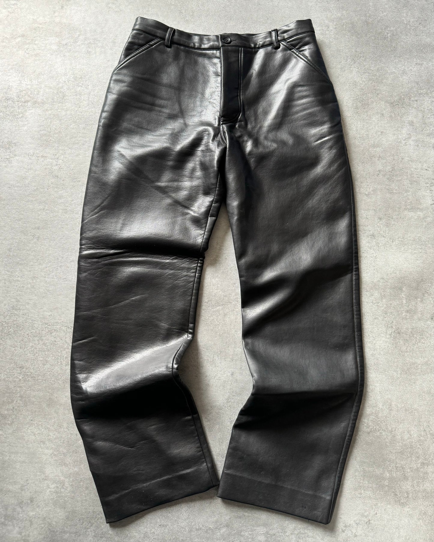 1990s Emporio Armani Black Cozy Leather Ultimate Pants  (M) - 7