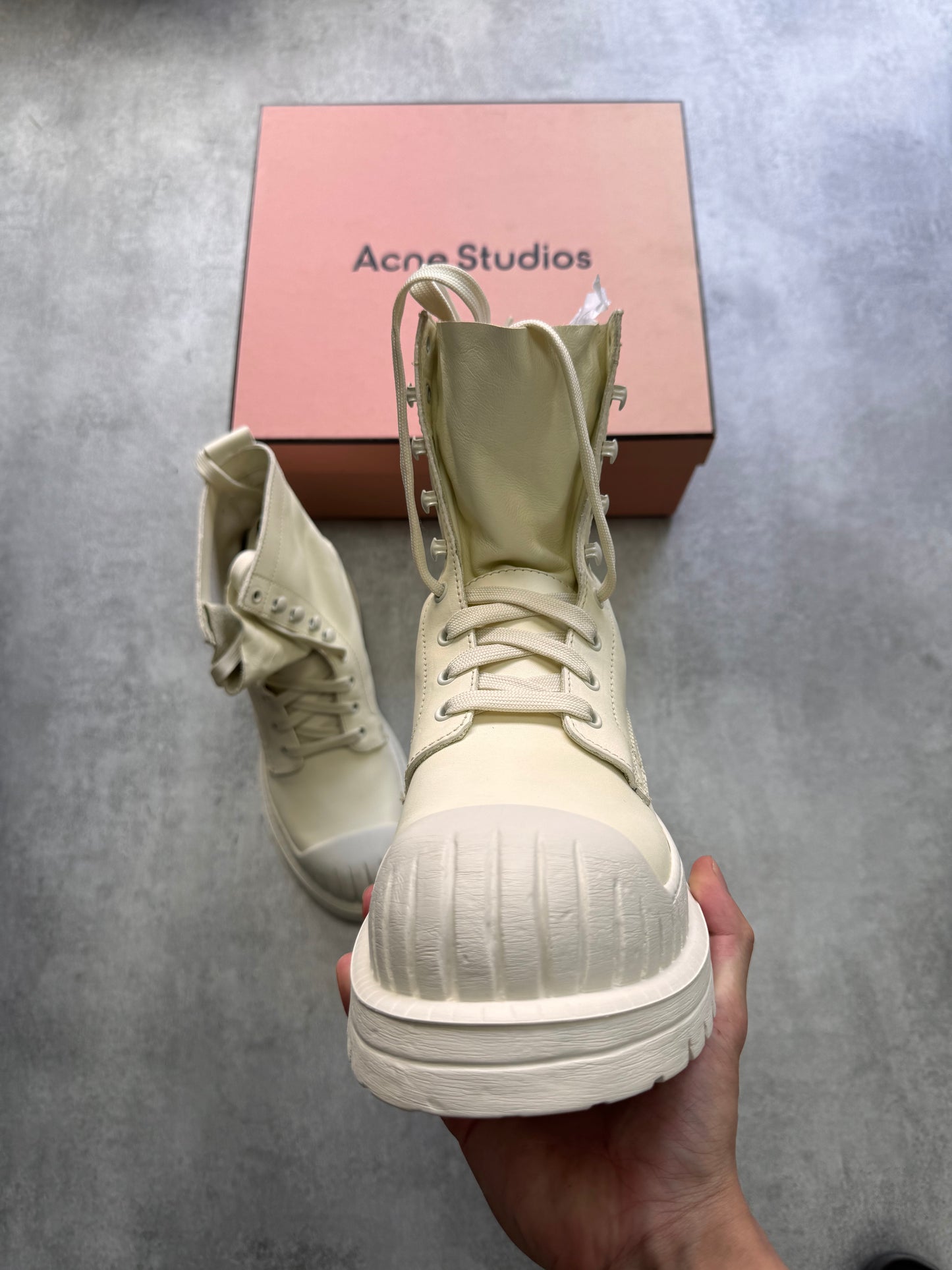 Acne Studios Trooper Cream Ankle Boots (45eu/us11)